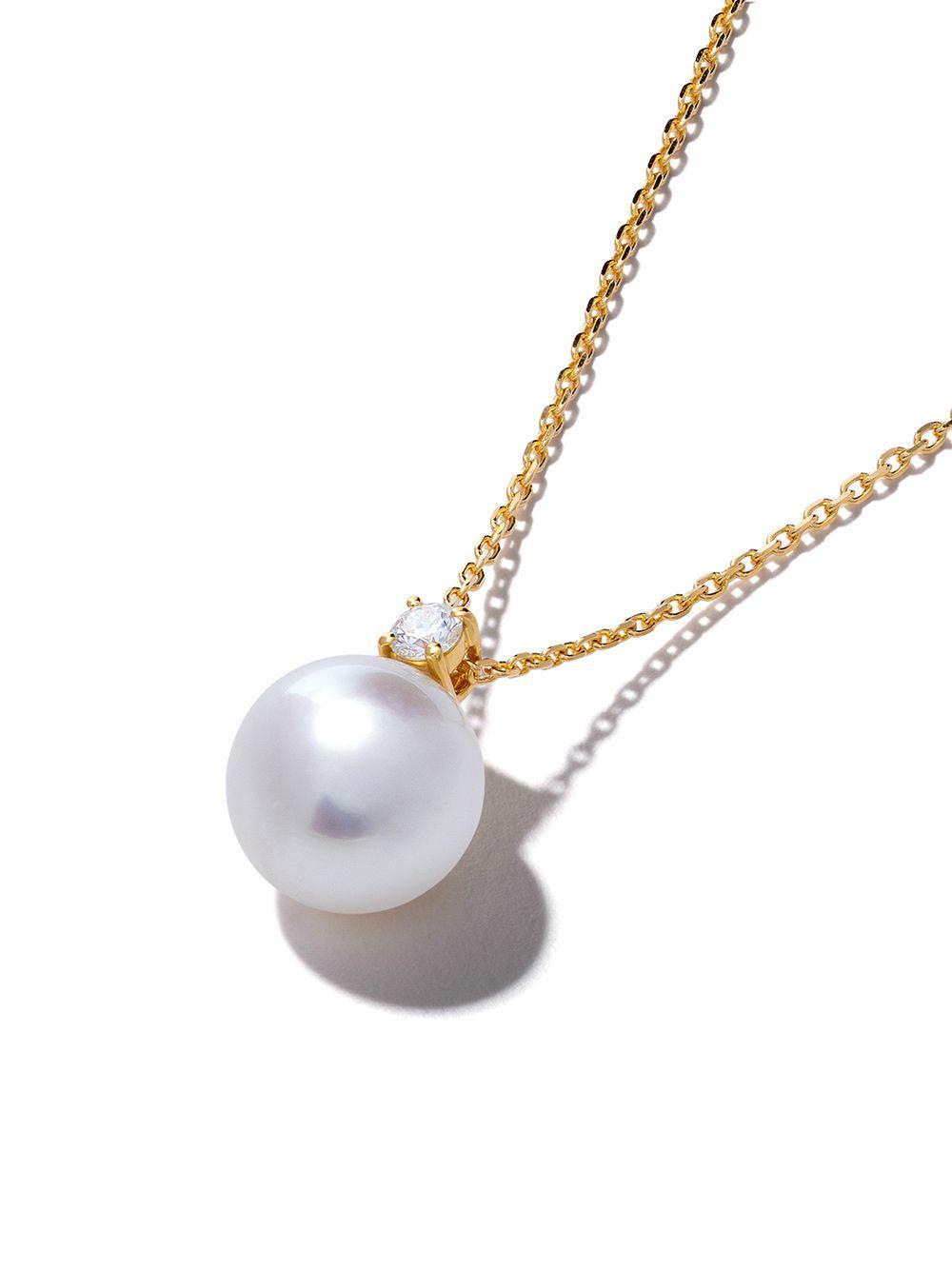 18kt yellow gold Akoya pearl and diamond pendant Product Image