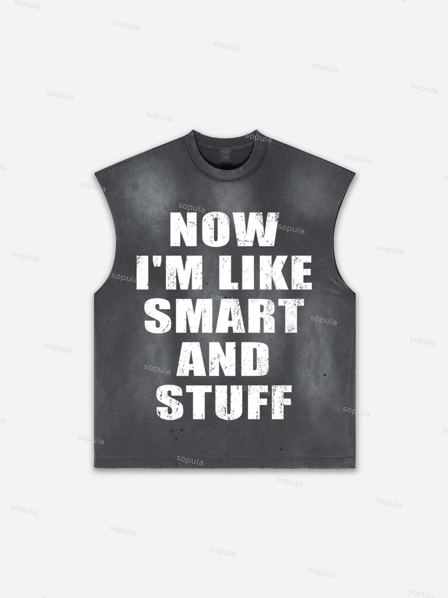 Flame Skull Graffiti Print Distressed Tank Top Product Image