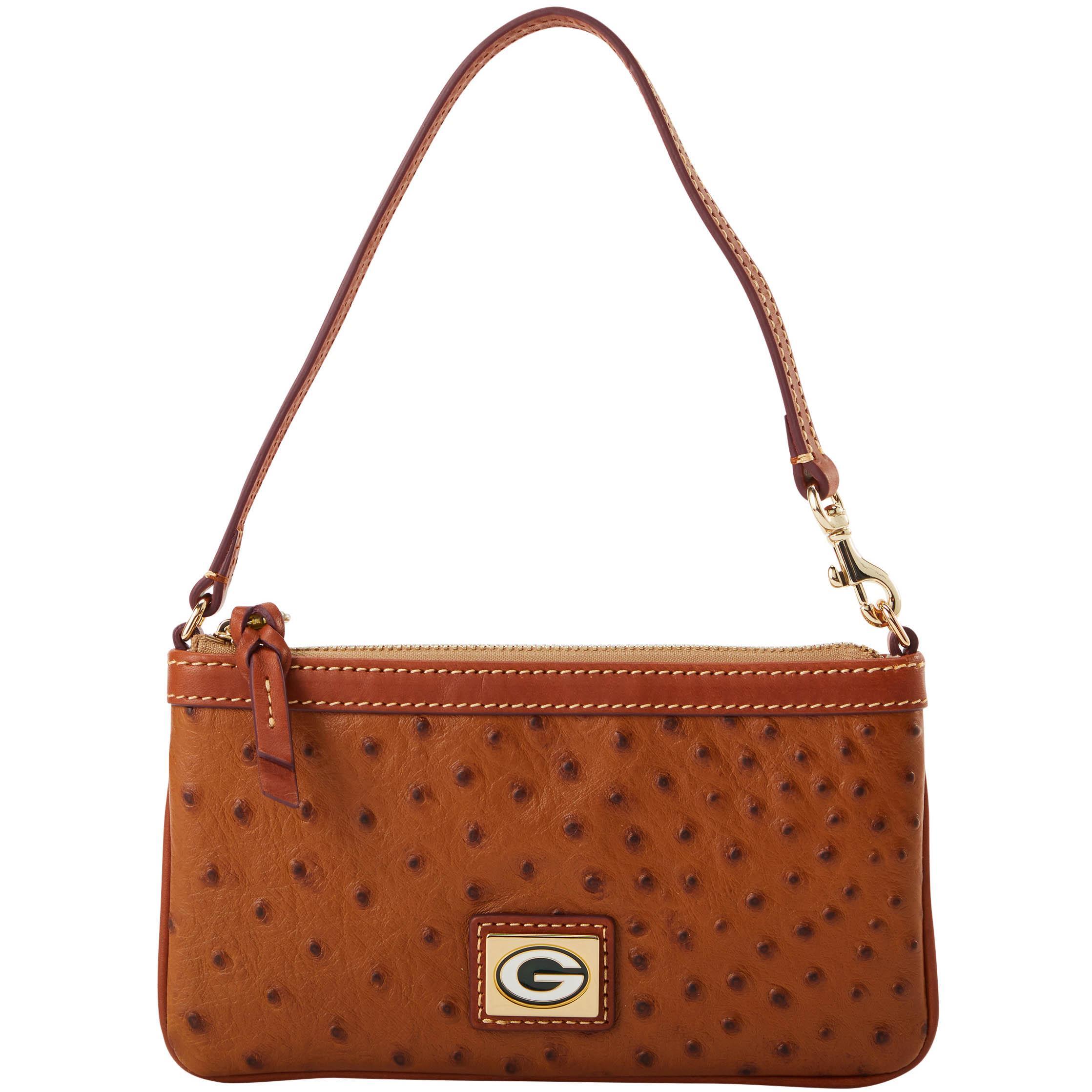 Dooney & Bourke Womens NFL Packers Large Slim Coated Cotton Wristlet in Caramel Product Image