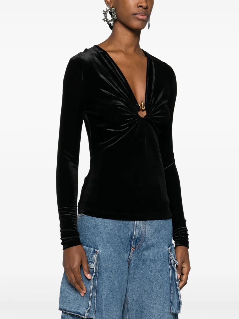 snake-appliqué velvet blouse Product Image