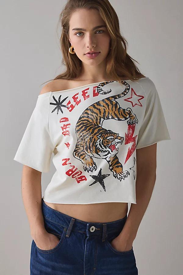 Y2K Graphic Off-The-Shoulder Cropped Tee Womens at Urban Outfitters Product Image