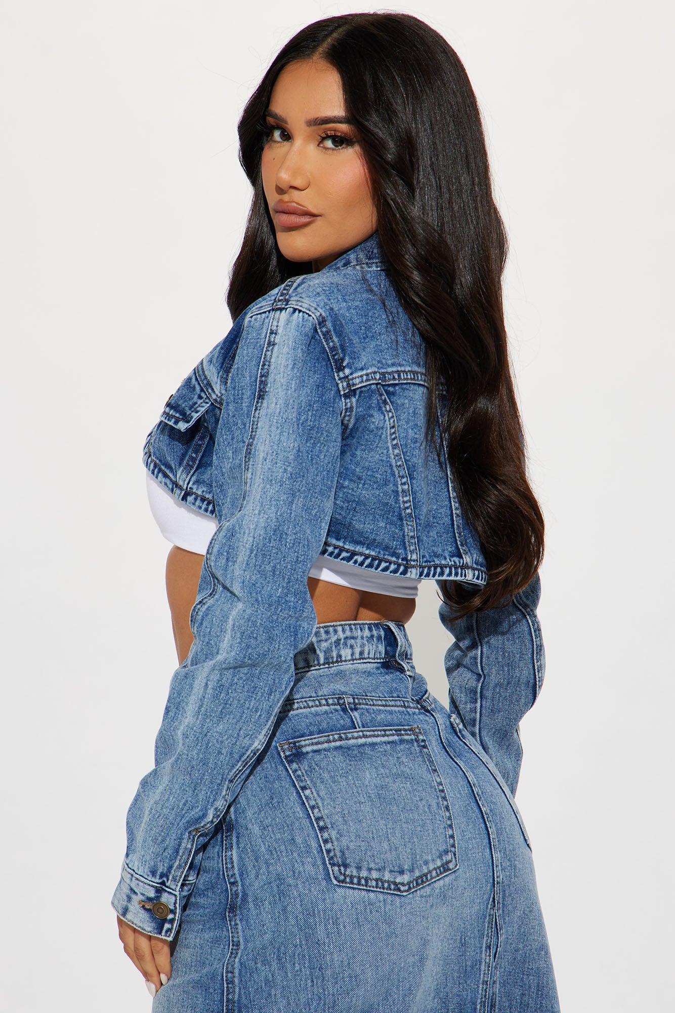Lone Pine Cropped Bolero Denim Jacket - Medium Wash Product Image