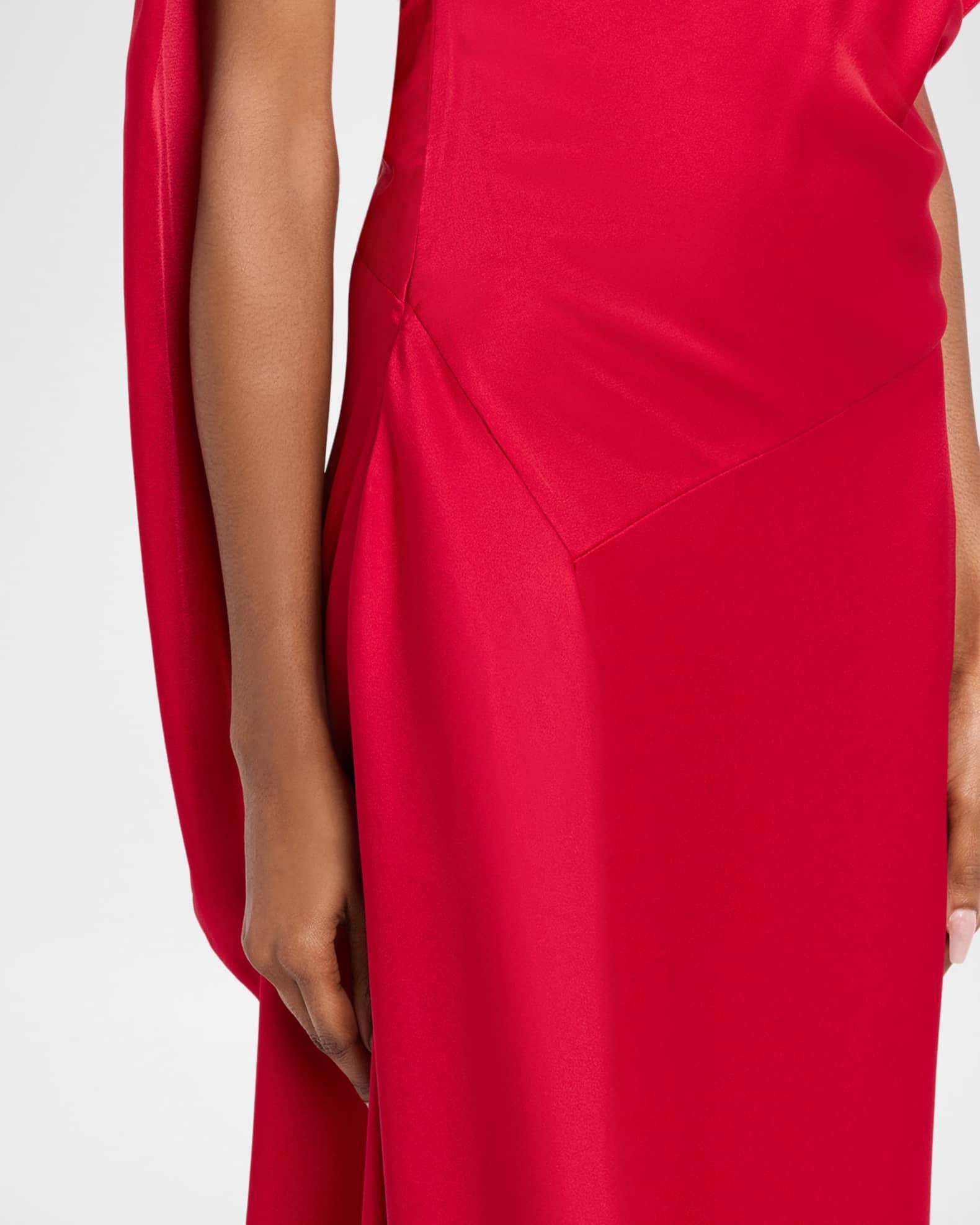 Satin Asymmetric Midi Dress Product Image