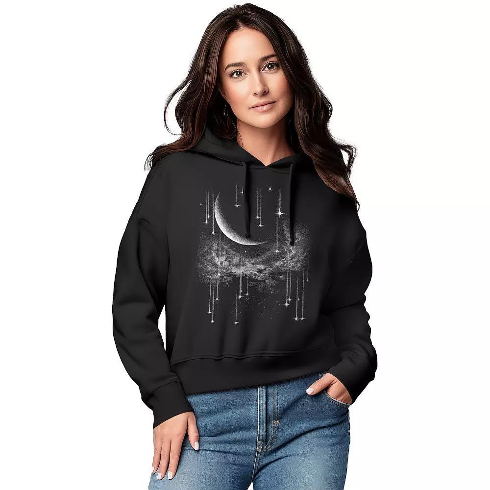 Womens Falling Stars Graphic Cropped Hoodie Product Image