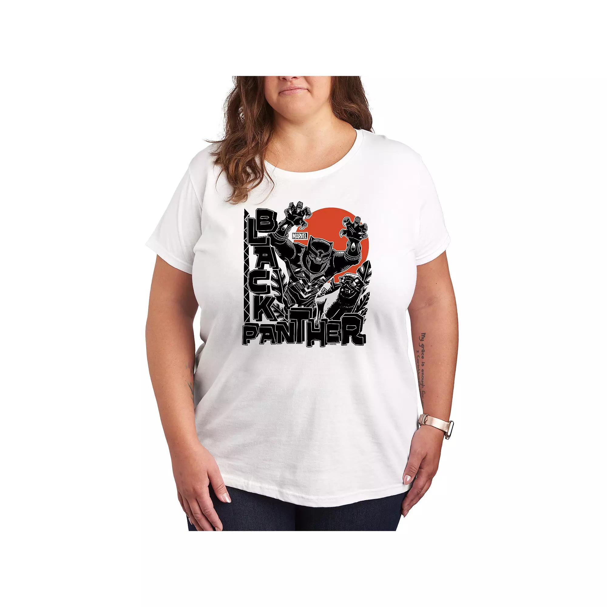 Plus Size Black Panther Linocut Graphic Tee, Womens Product Image