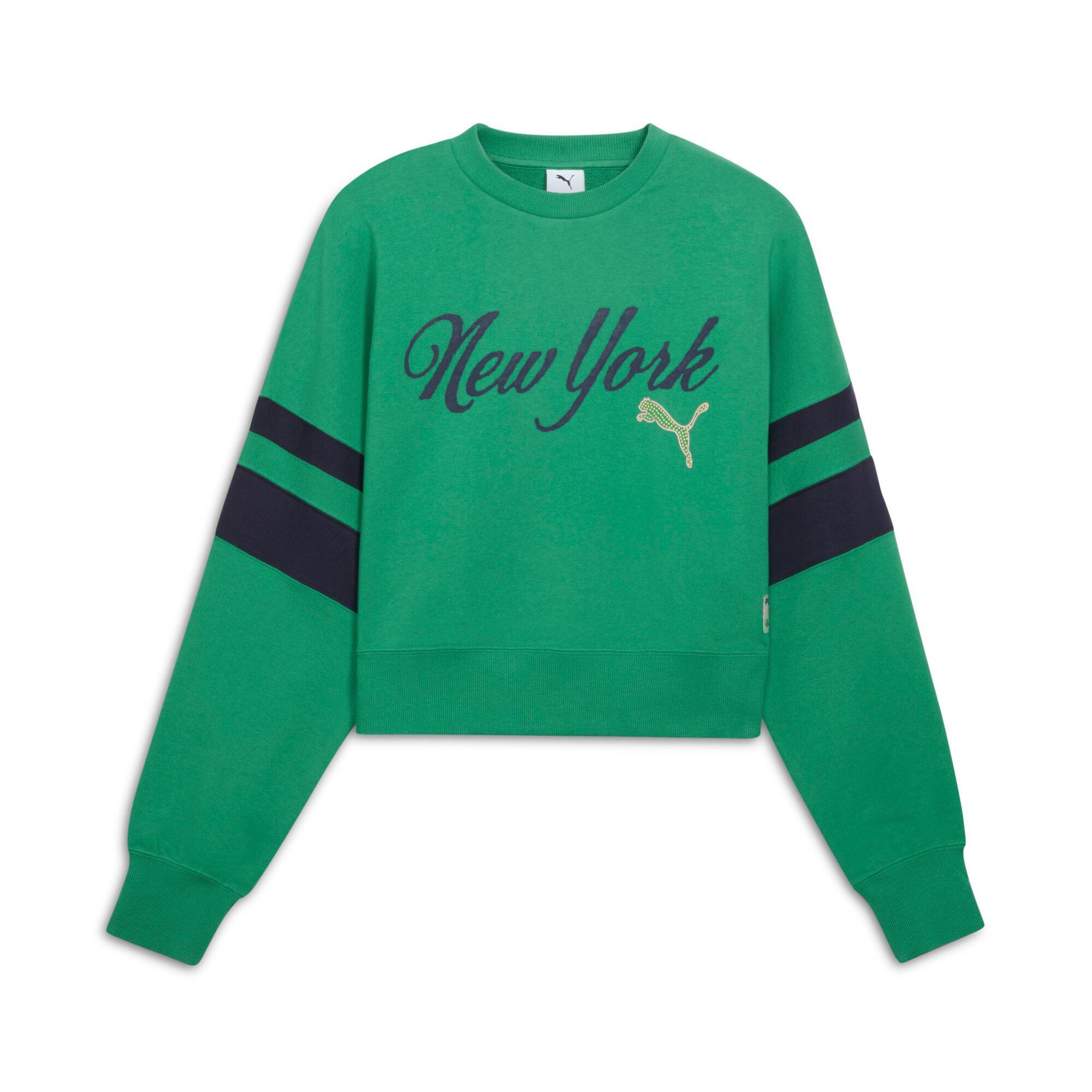 PUMA Wardrobe Essentials Bright Lights NYC Flagship Women's Crew Sweatshirt Product Image