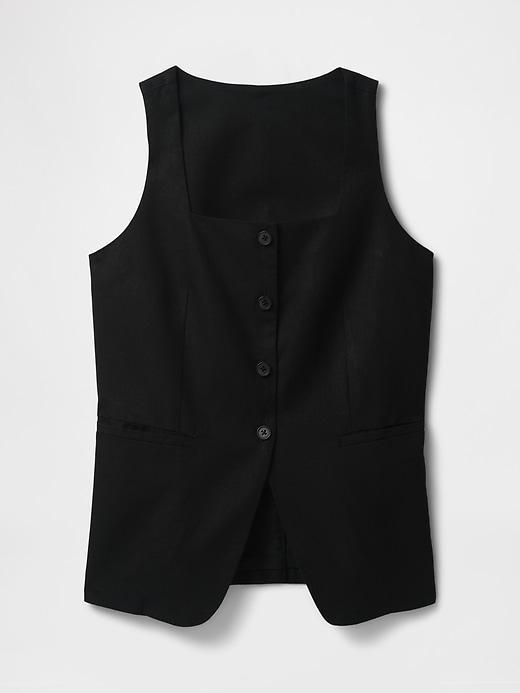 Linen-Blend Square-Neck Longline Vest Product Image