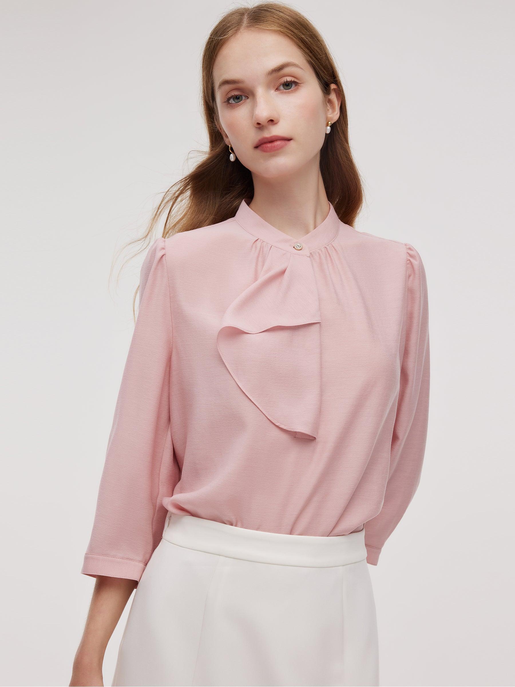 Acetate Blend Ruffle Blouse And Mermaid Skirt Two-Piece Set Product Image