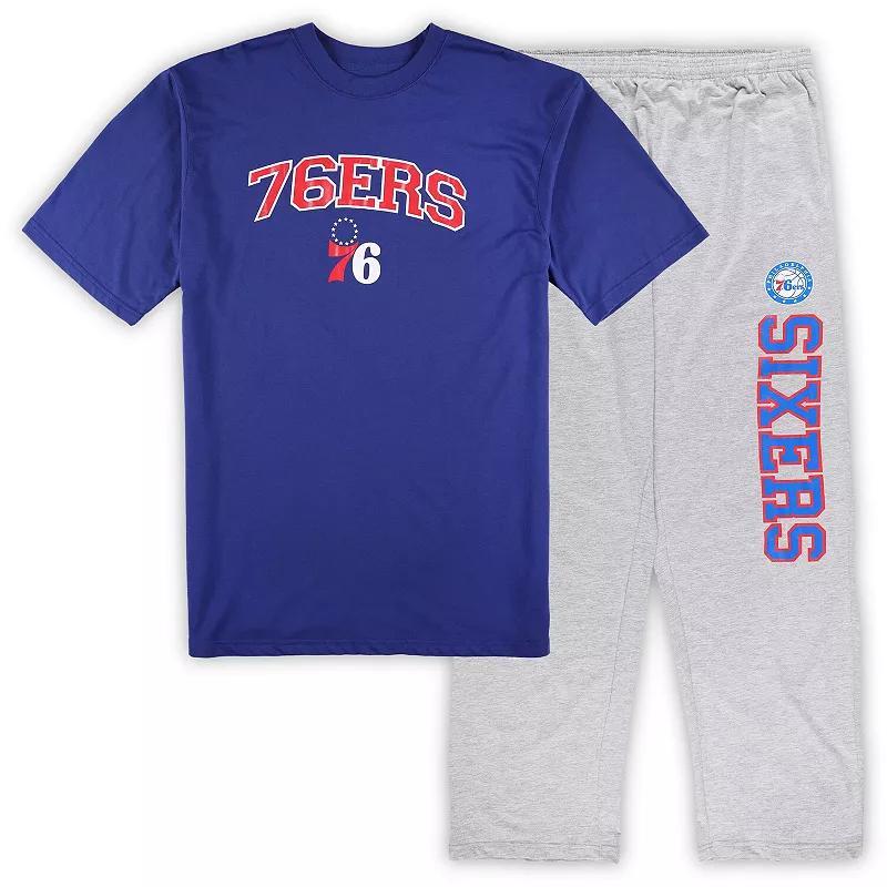 Men's Concepts Sport Royal/Heather Gray Philadelphia 76ers Big & Tall T-Shirt and Pajama Pants Sleep Set, Size: XLT, 76r Blue Product Image