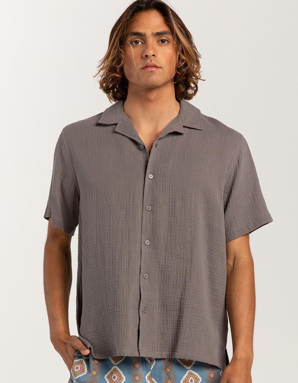 RSQ Mens Gauze Camp Shirt - DARK GRAY Product Image