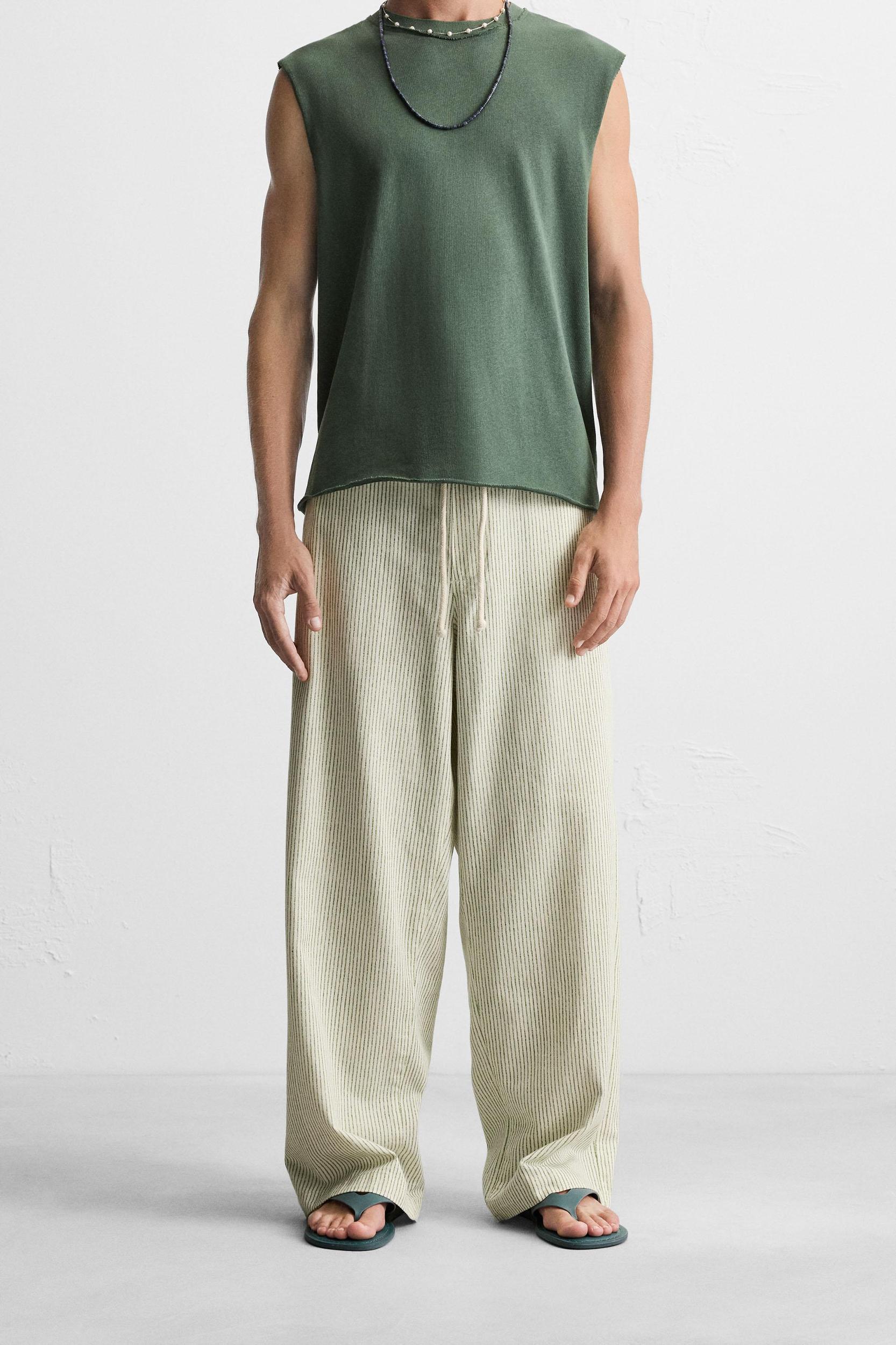 STRIPED BAGGY FIT PANTS Product Image