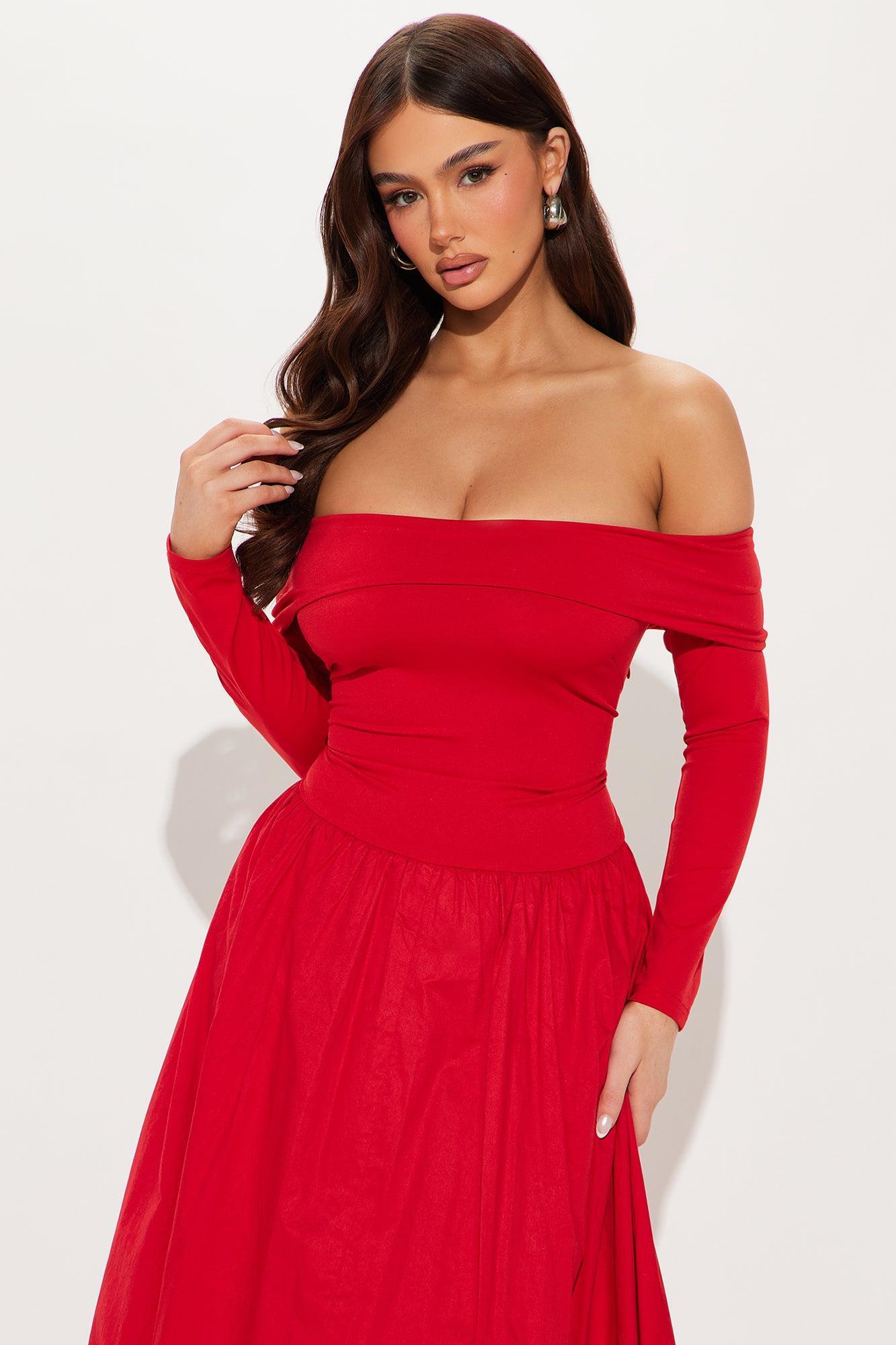 Melanie Poplin Maxi Dress - Red Product Image