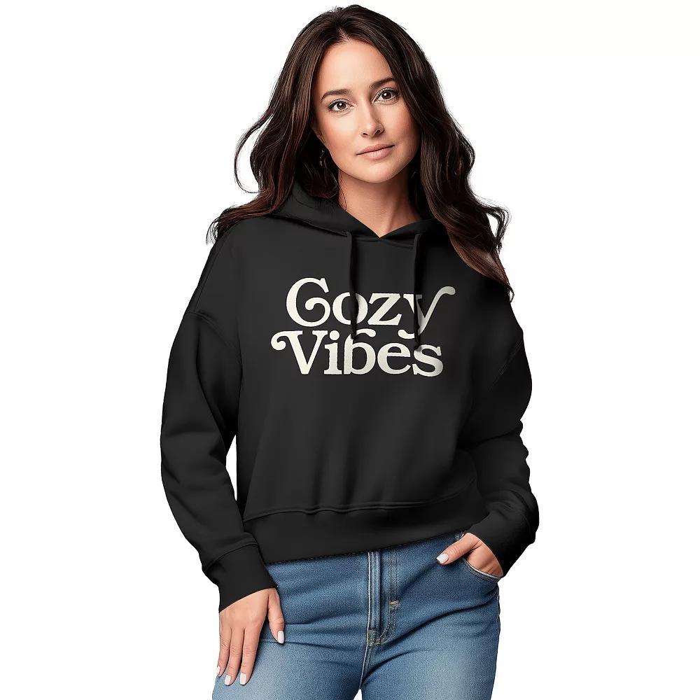 Womens Cozy Vibes Graphic Cropped Hoodie Product Image