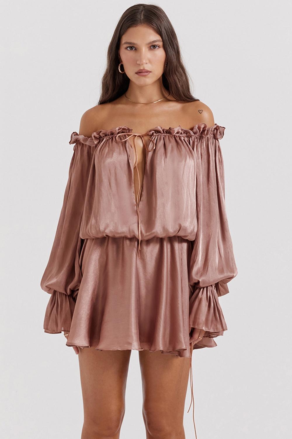 Chaya Hazelnut Off Shoulder Dress Product Image