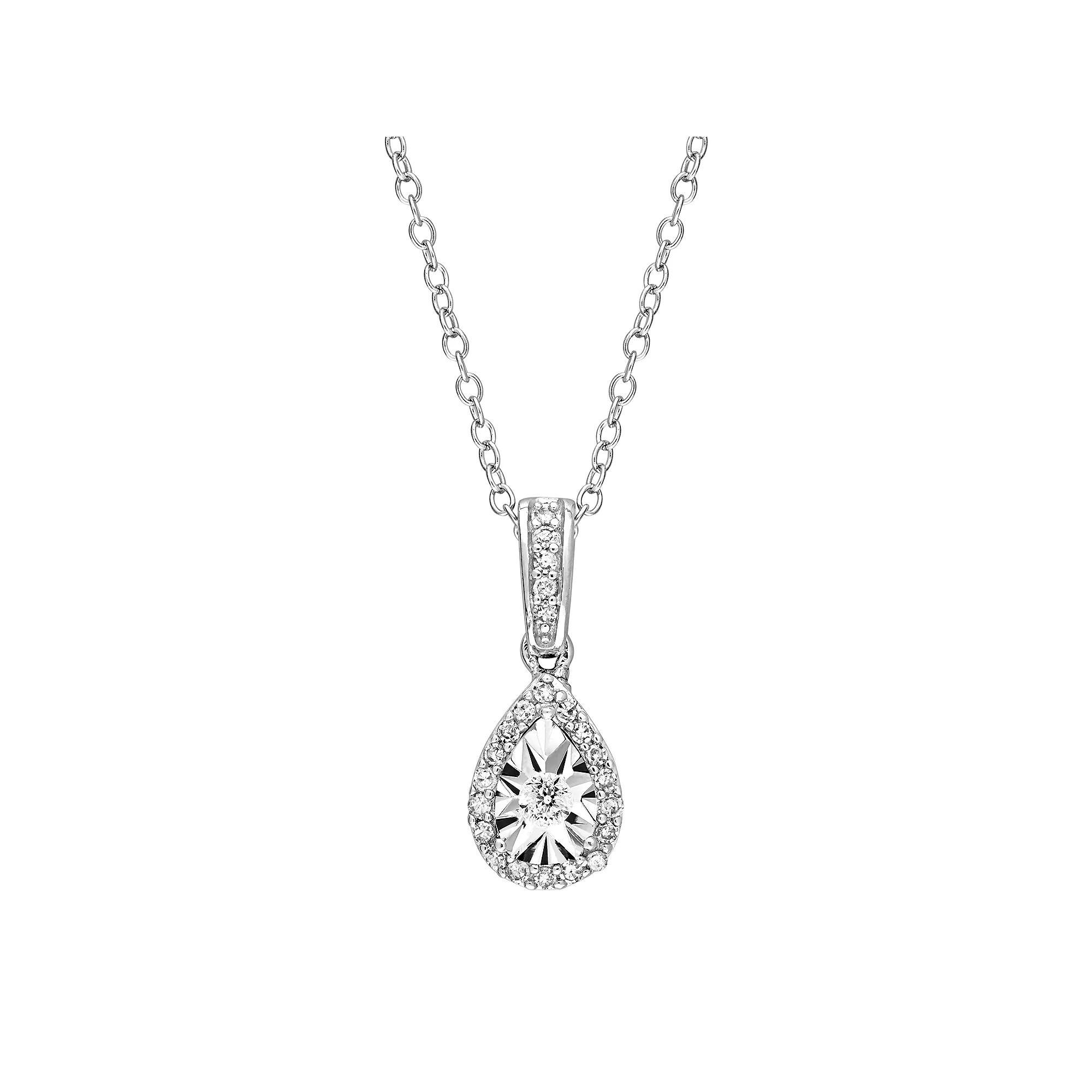 Stella Grace Sterling Silver 1/6 Carat T.W. Diamond Teardrop Pendant, Womens Product Image