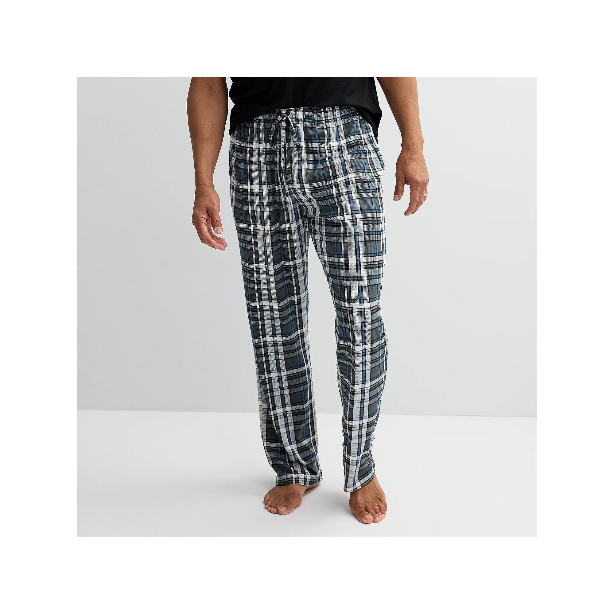 Men's Sonoma Goods For Life® Supersoft Drawstring Pajama Pants, Size: Large, Dark Gray Plaid Product Image
