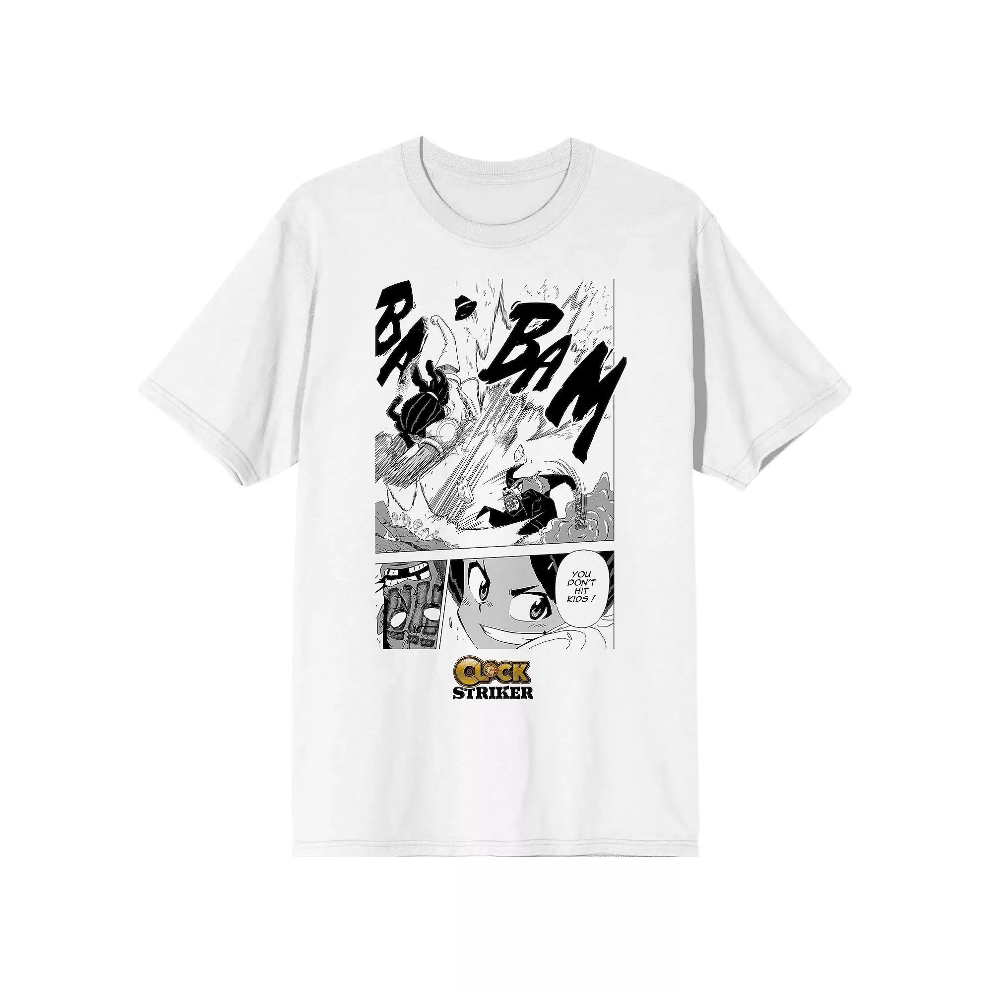 Men's Clock Striker Punch Manga Page Graphic Tee, Size: XL, White Product Image