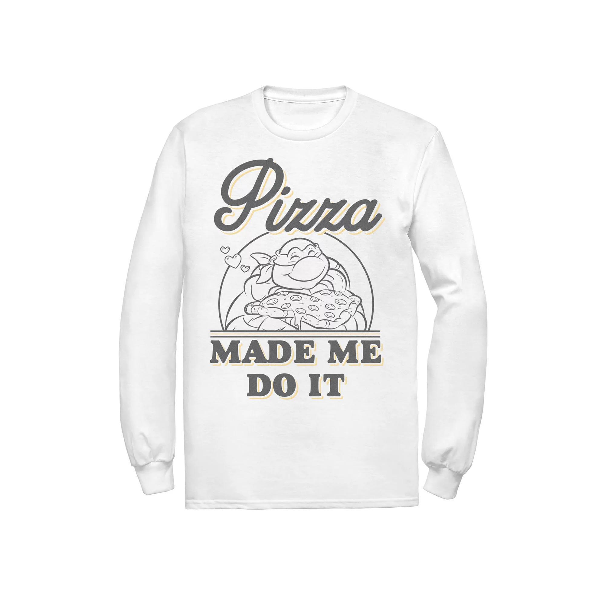 Men's Ninja Turtles Pizza Made Me Do It Long Sleeve Tee, Size: XXL, White Product Image