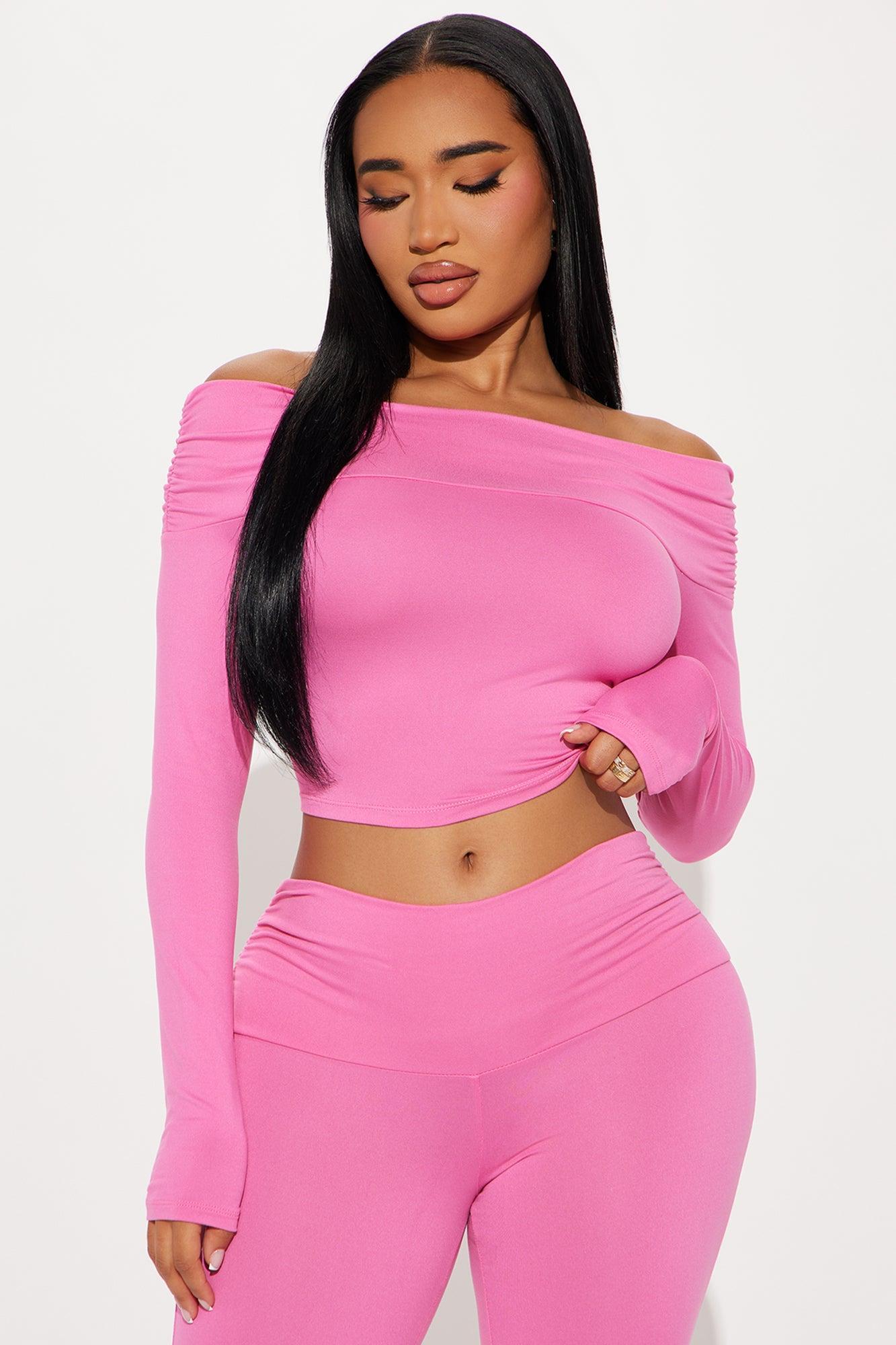 Shayna Off Shoulder Pant Set - Pink Product Image