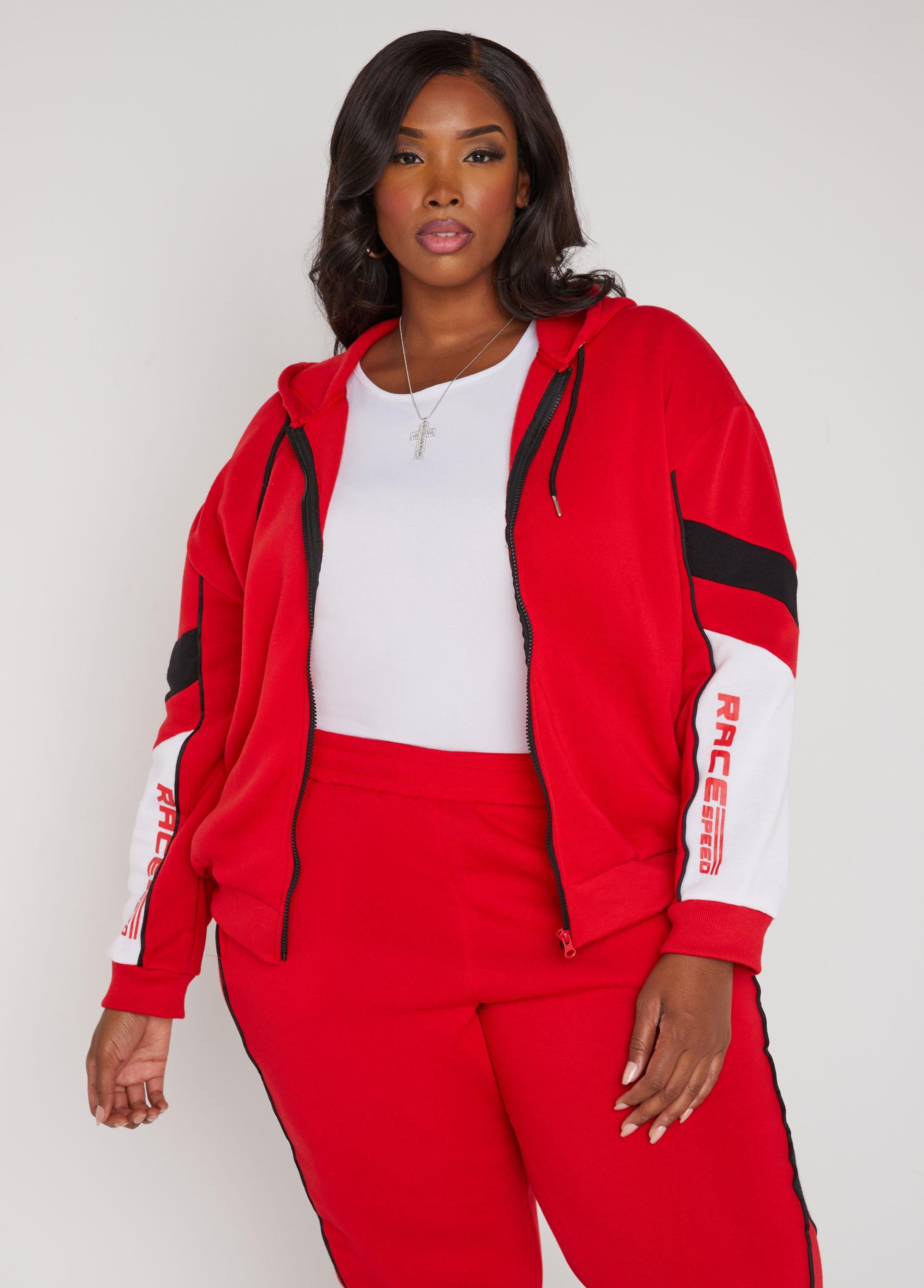 Plus Size Race Striped Hoodie Ashley Stewart Product Image