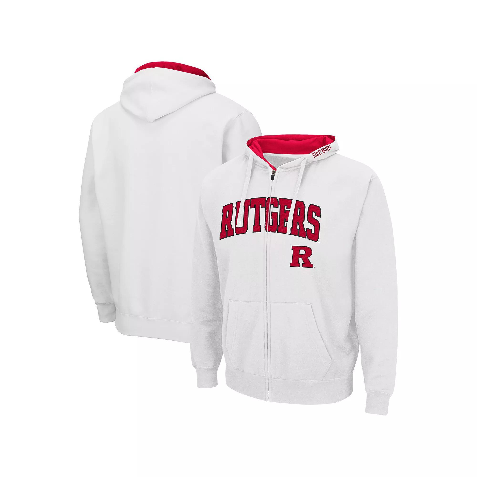 Men's Colosseum White Rutgers Scarlet Knights Arch & Logo 3.0 Full-Zip Hoodie, Size: 2XL Product Image