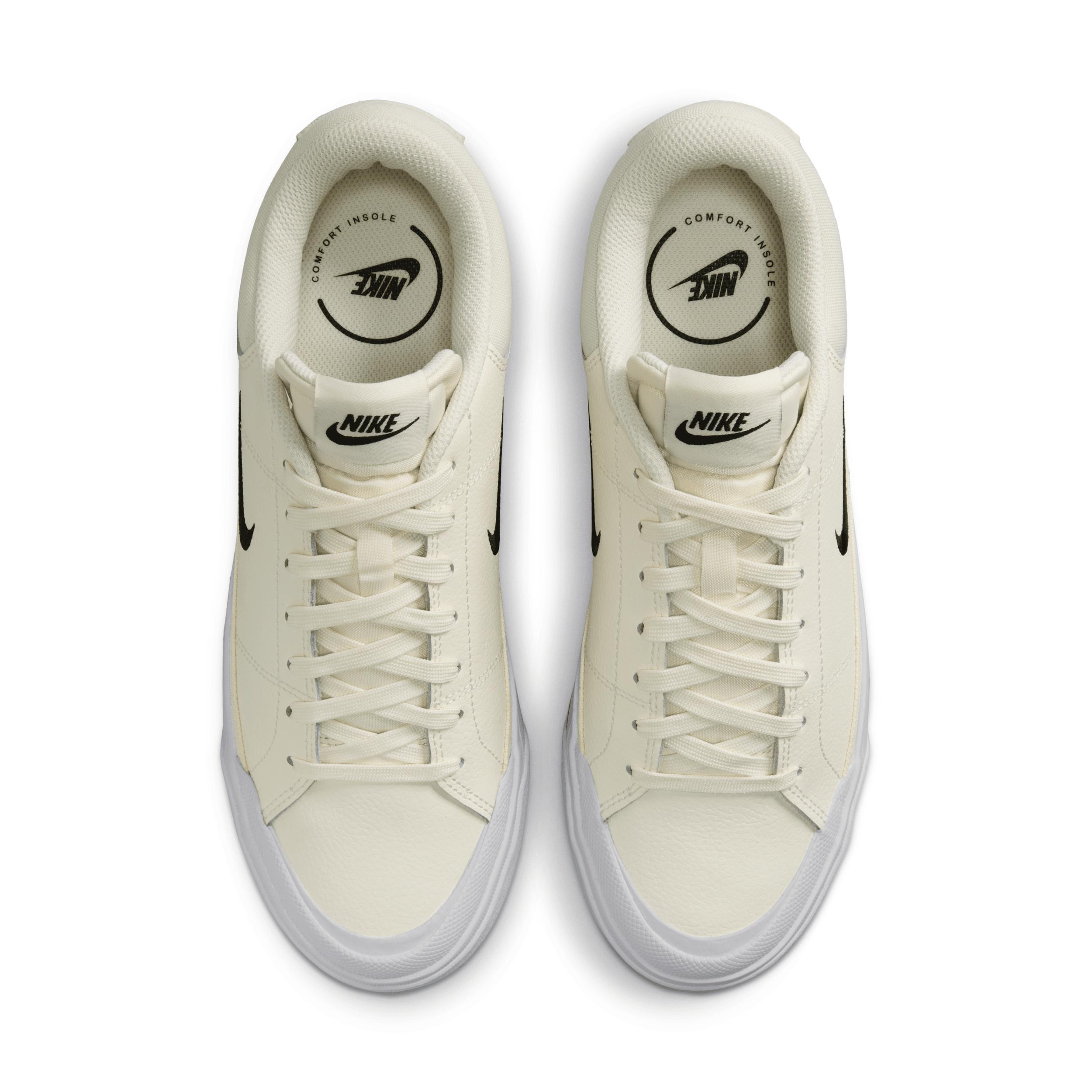 Nike Womens Court Legacy Lift LE Casual Shoes in Pale Ivory/Black/Muslin Product Image