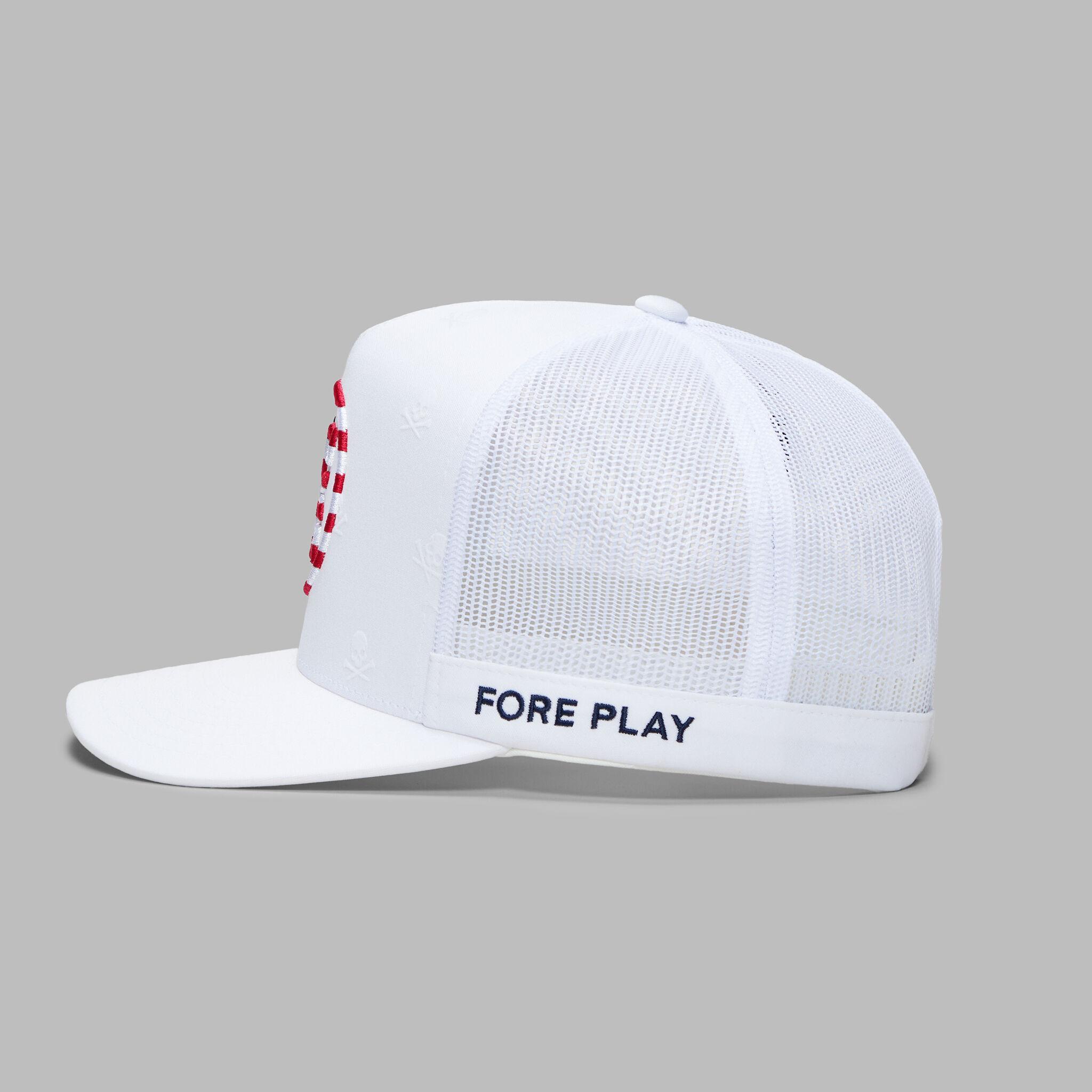 SKULLS & STRIPES TALL TRUCKER HAT Product Image