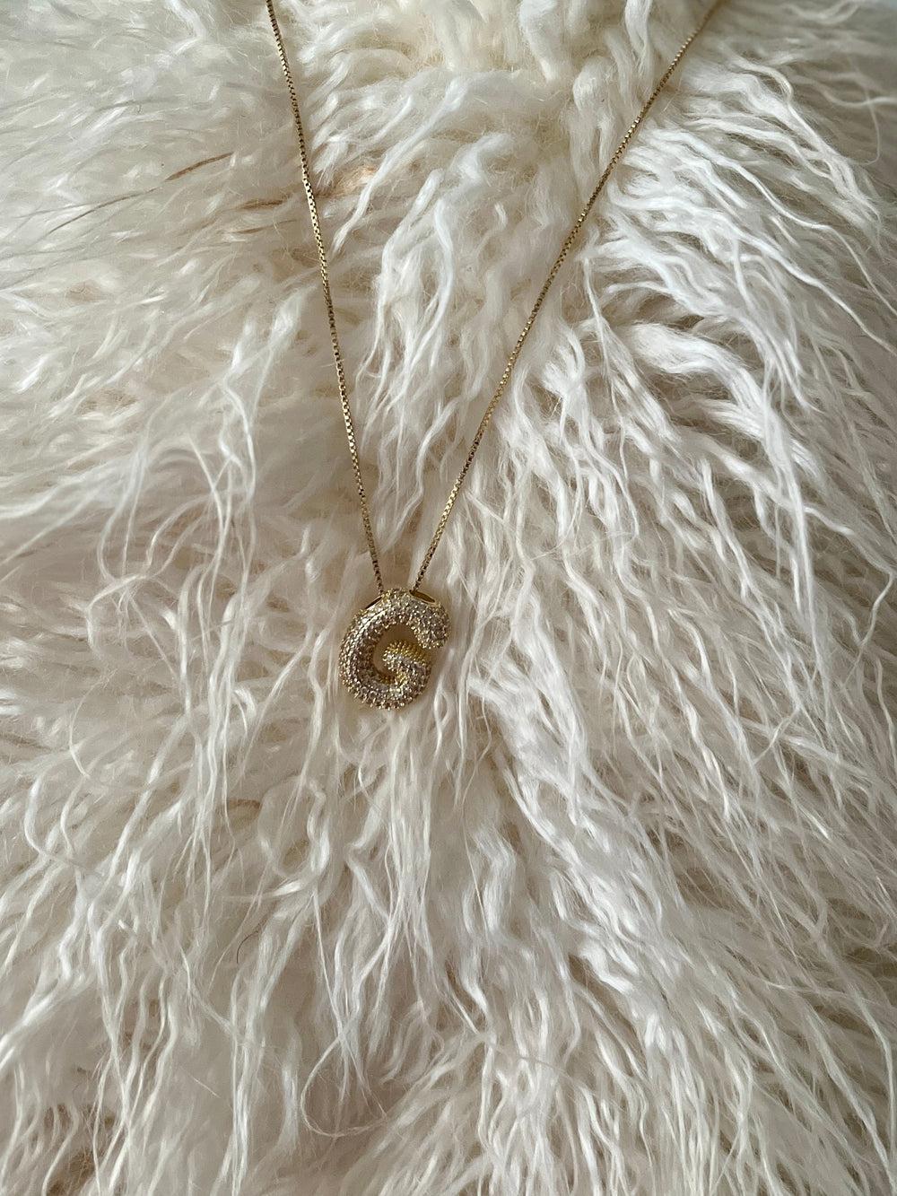 Rhinestone Bubble Letter Necklace Product Image
