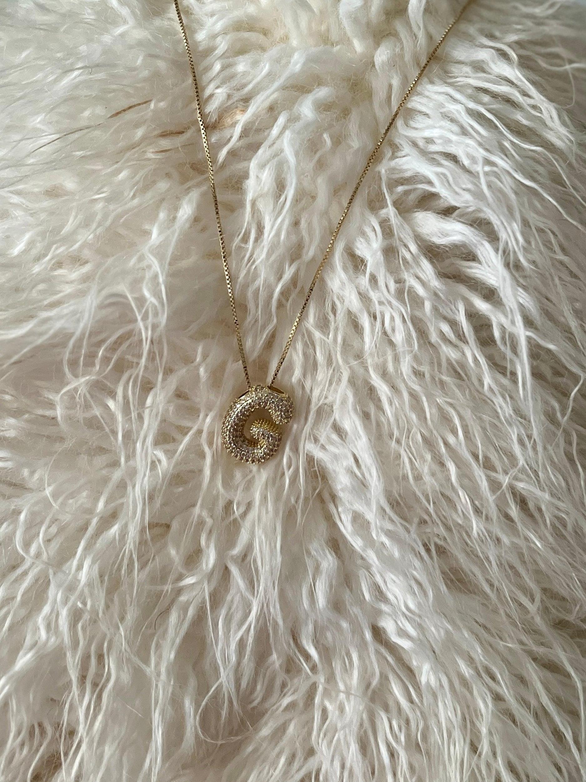 Rhinestone Bubble Letter Necklace Product Image