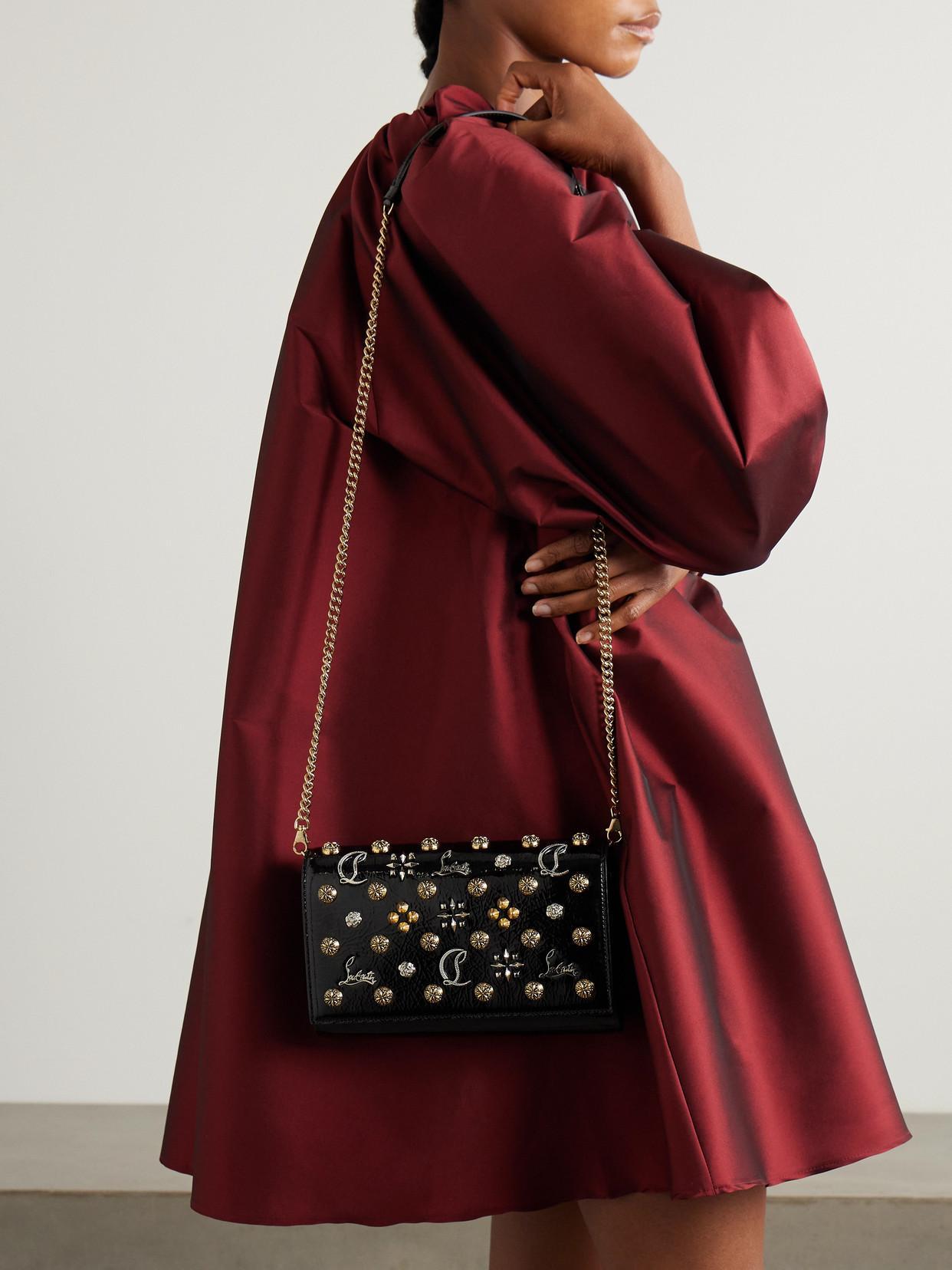 CHRISTIAN LOUBOUTIN Paloma Embellished Patent-leather Shoulder Bag In Black Product Image