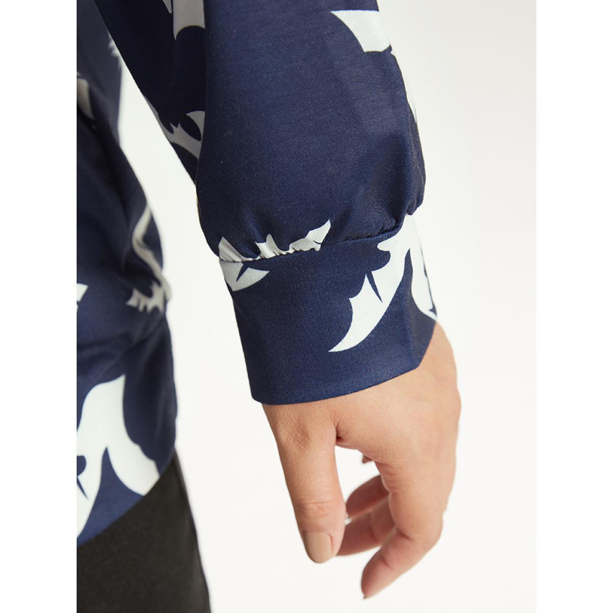 Plus Size Halloween Bat Print Elastic Cuffs Cold Shoulder Sweatshirt Women Indigo Casual Elastic cuffs Cold Shoulder Dailywear Sweatshirts BloomChic 30/6X Product Image