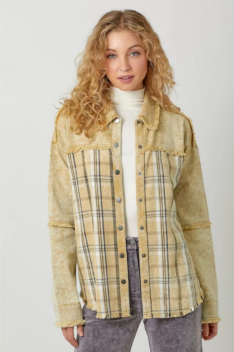 Washed Plaid Mix Jacket Product Image