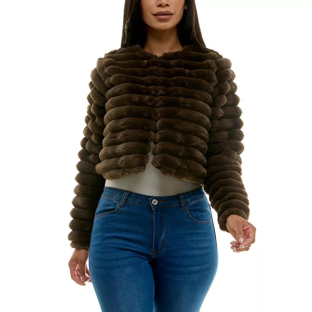Womens Nina Leonard Long Sleeve Faux Fur Bolero Product Image
