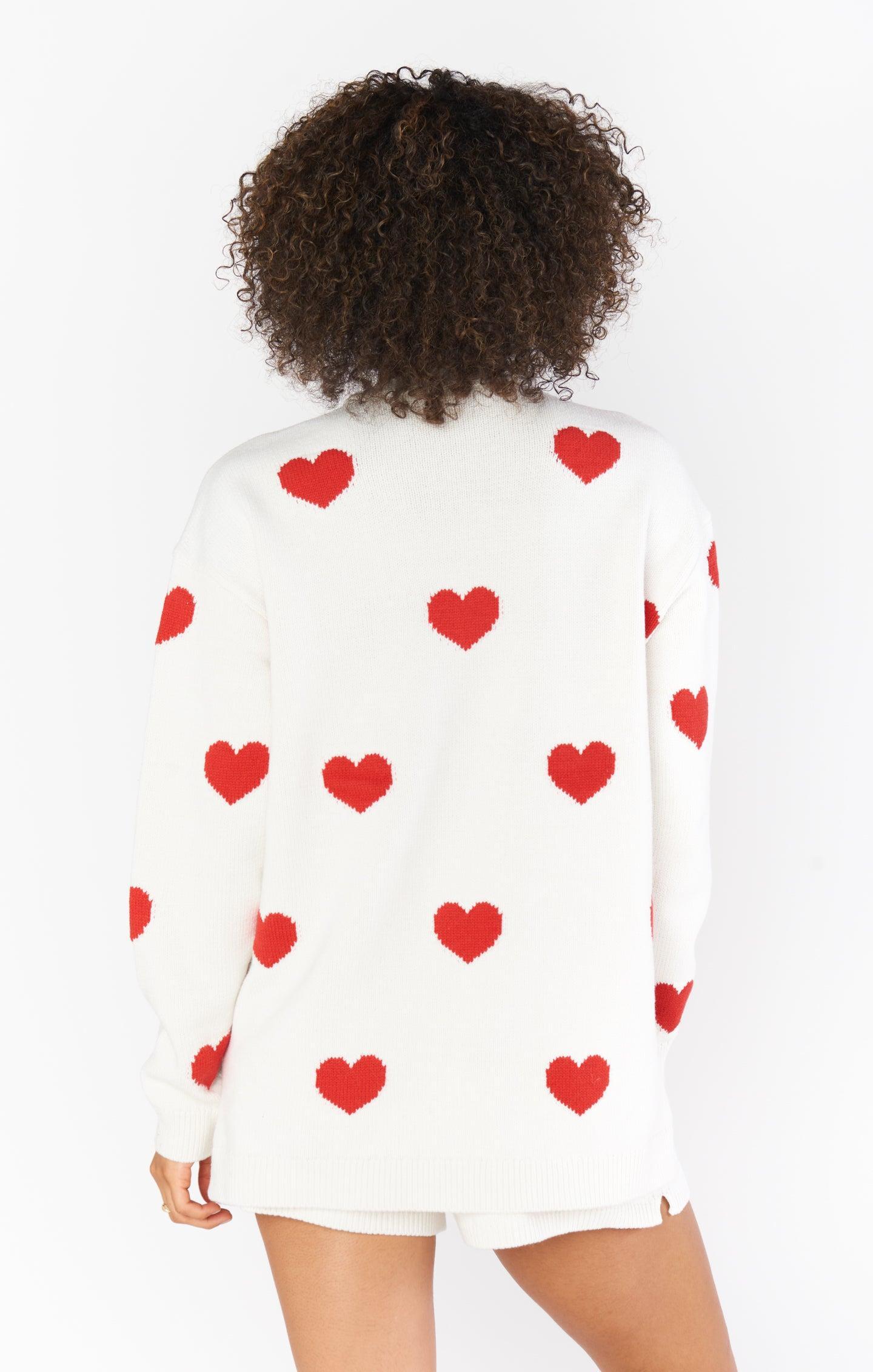 Go To Sweater ~ Tossed Heart Knit Red Product Image