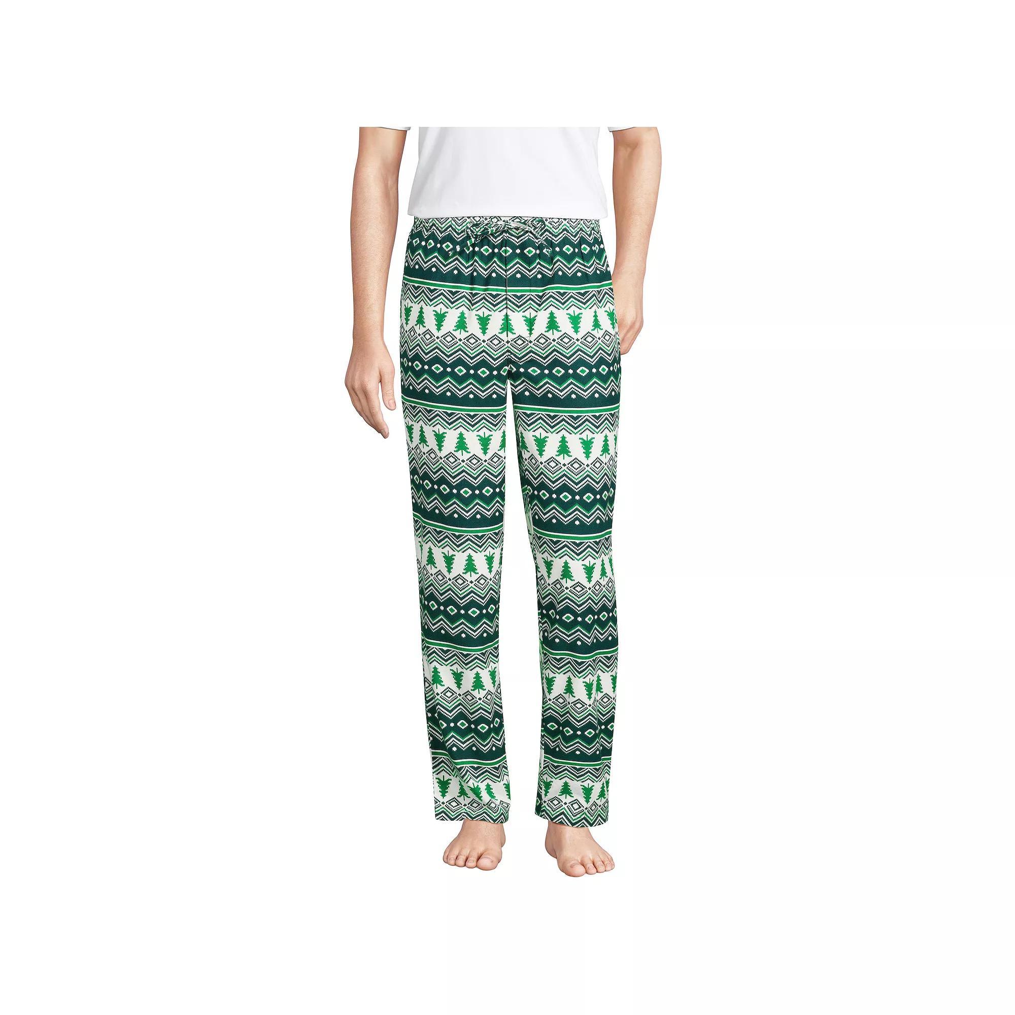 Men's Lands' End Flannel Pajama Sleep Pants, Size: Medium, Green Tree Fairisle Product Image