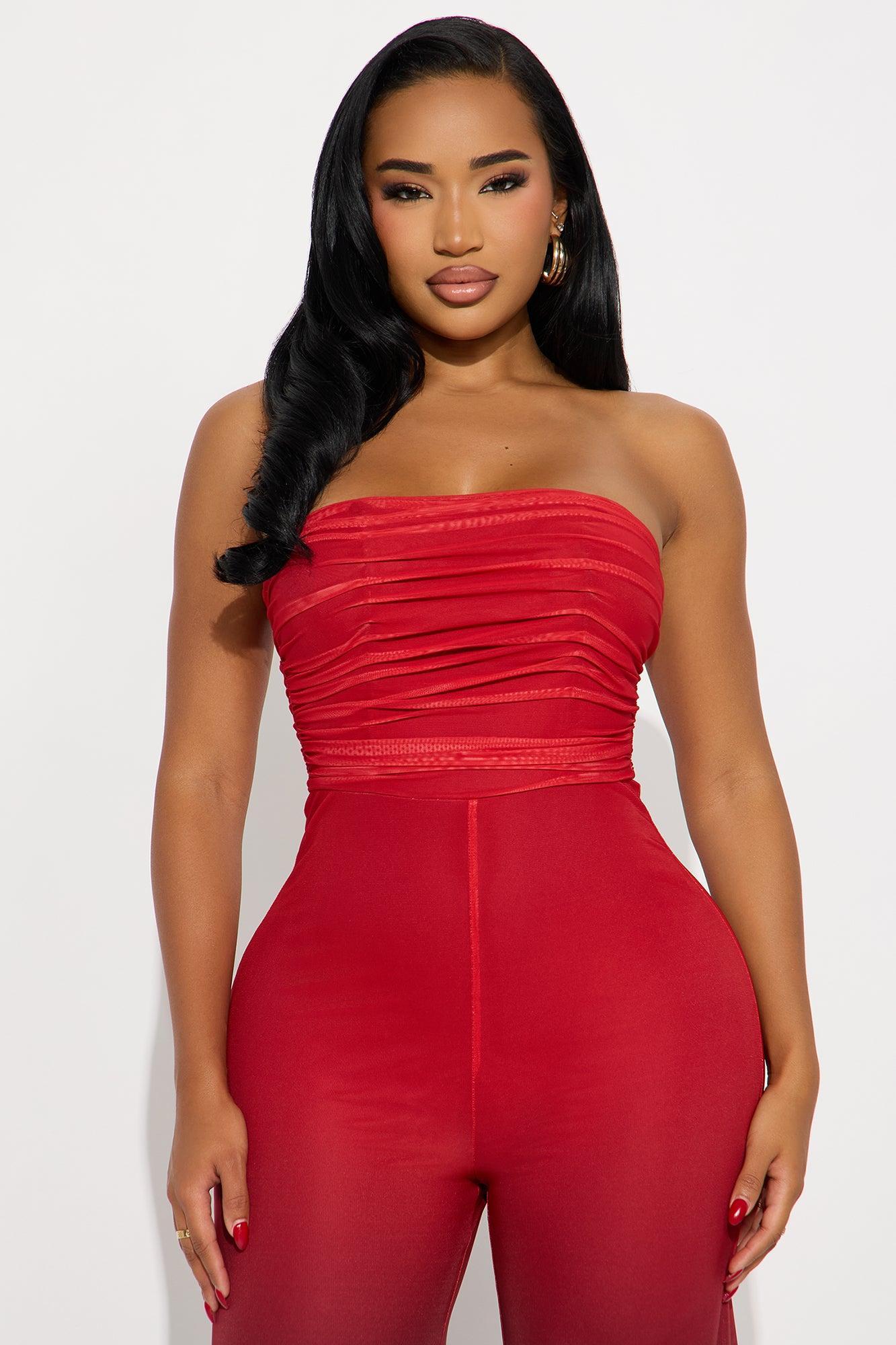 Sipping Mai Tais Mesh Jumpsuit - Red/combo Product Image