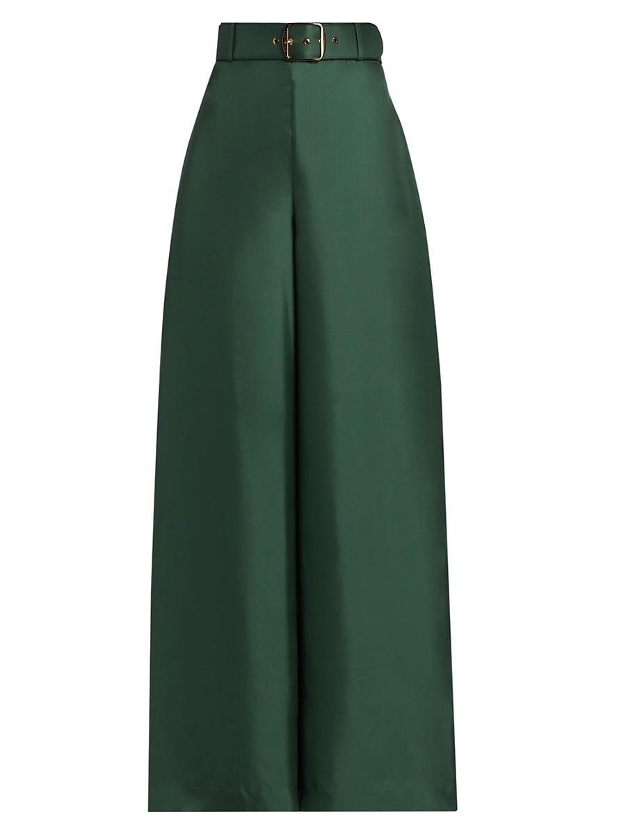 Womens Illustration Belted Wide-Leg Pants Product Image