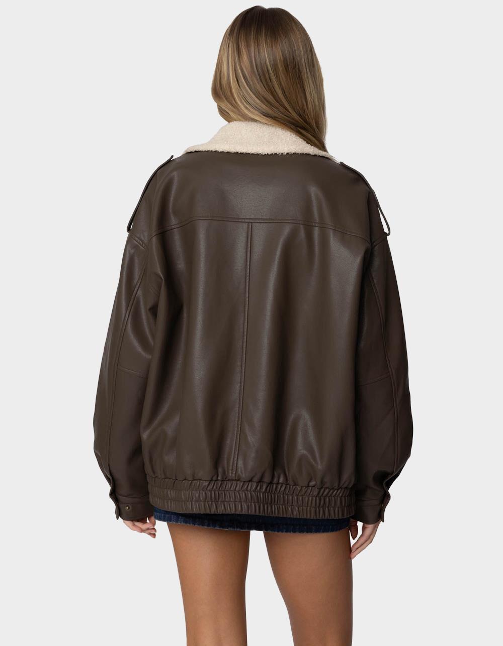 EDIKTED Ann Oversized Faux Leather Jacket Product Image