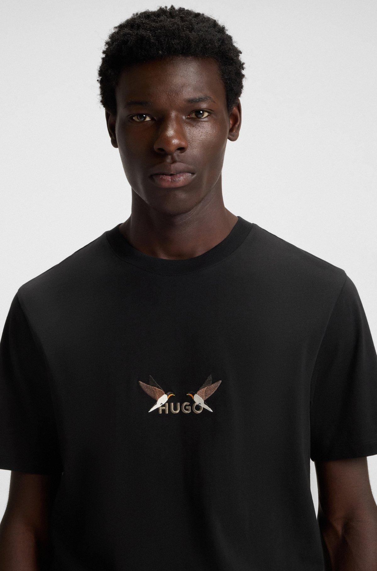 Cotton jersey T-shirt with curved embroidered logo Product Image
