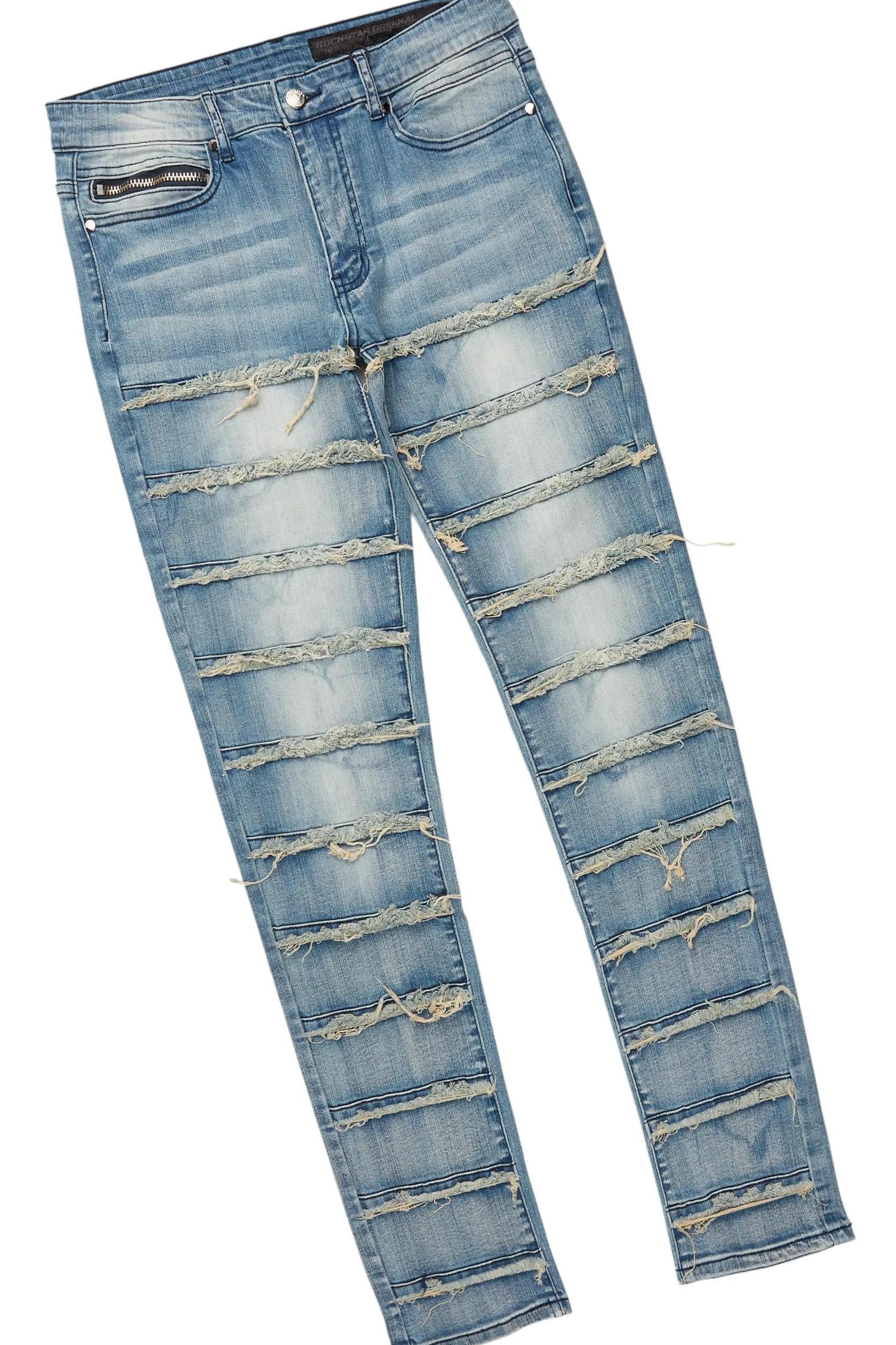 Lake White/Blue T-Shirt & Waylon Frayed Slim Jean Bundle Male Product Image