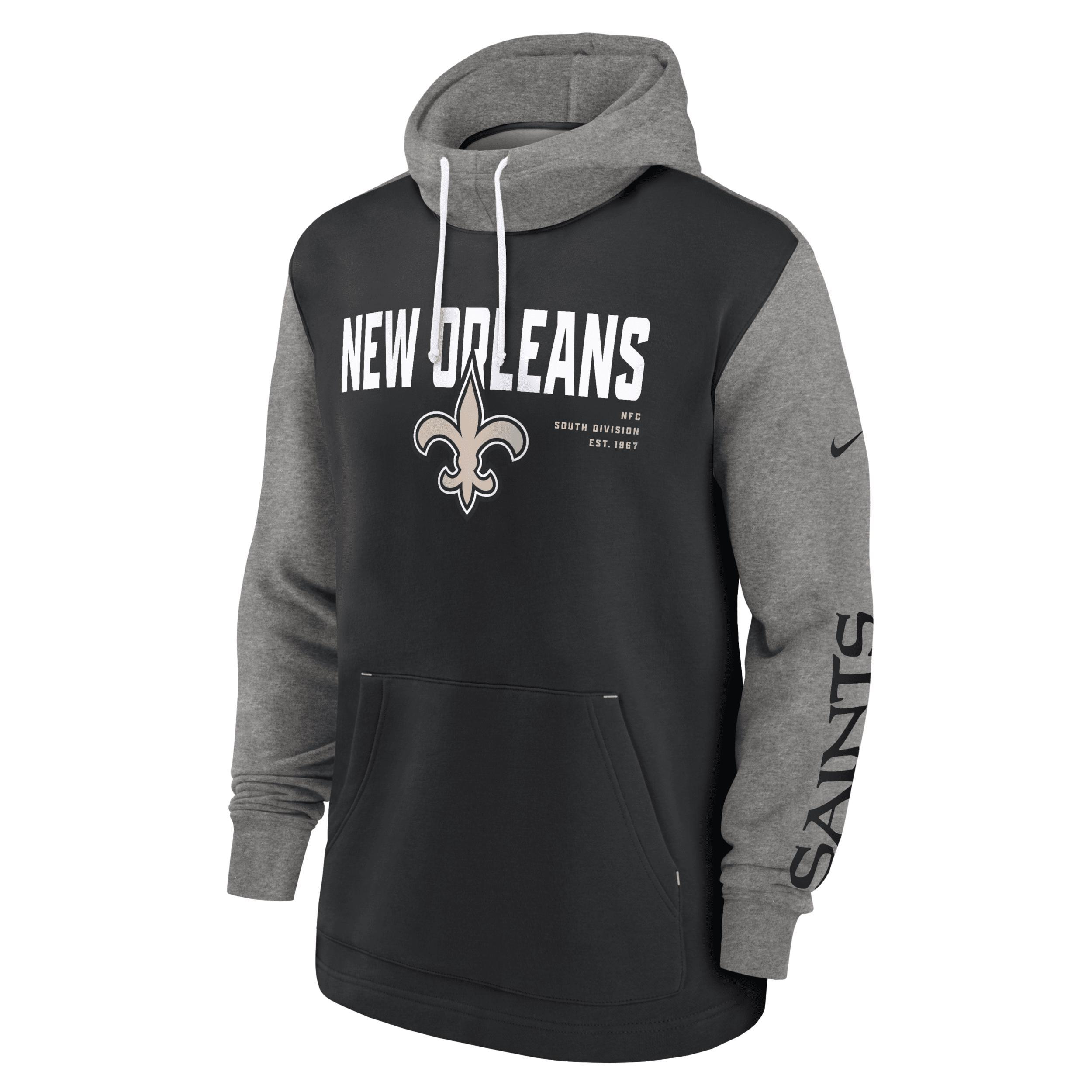 Men's Nike Black New Orleans Saints Fashion Color Block Pullover Hoodie, Size: 3XL Product Image