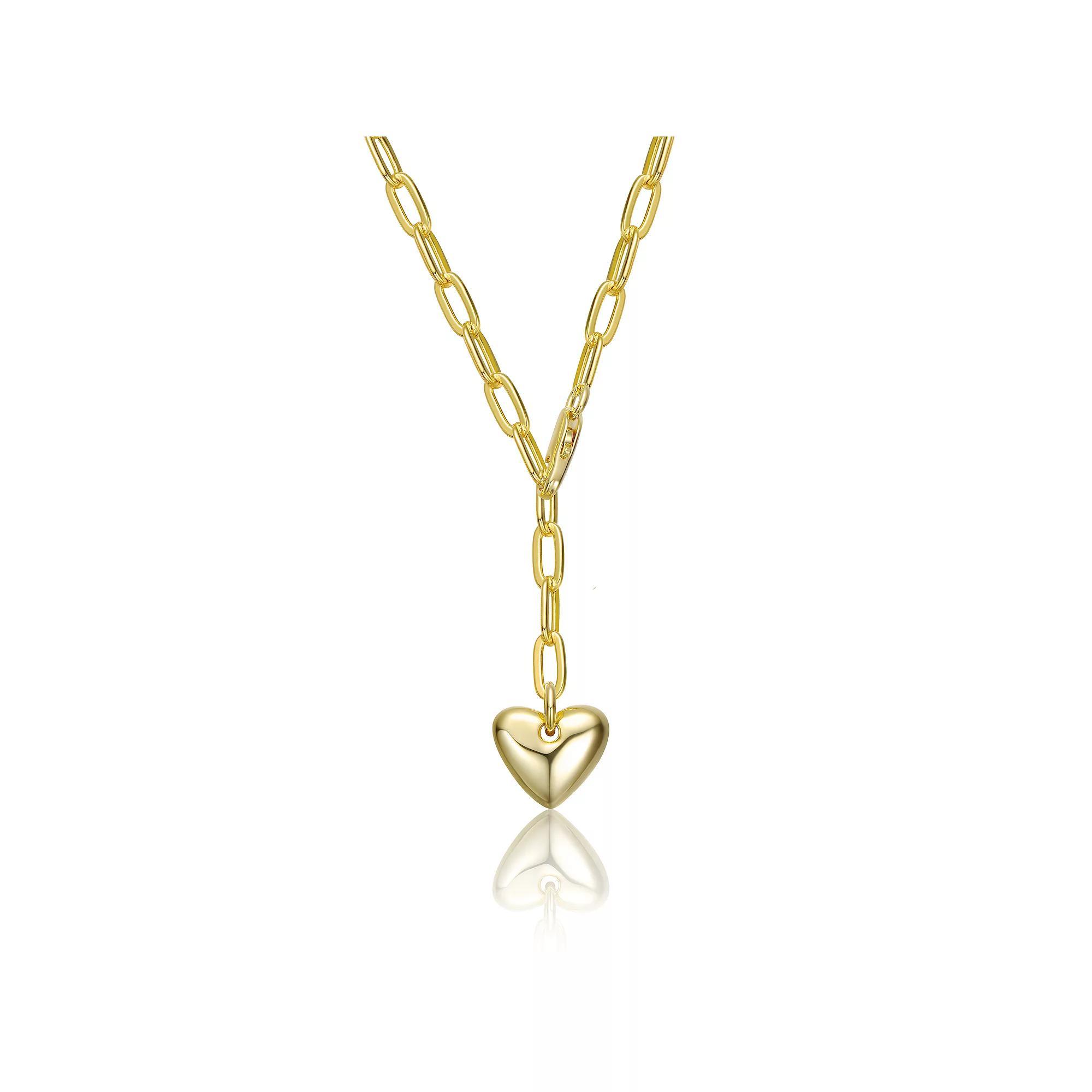 14k Gold Plated with Heart Charm Y Necklace, Womens Gold Tone Product Image