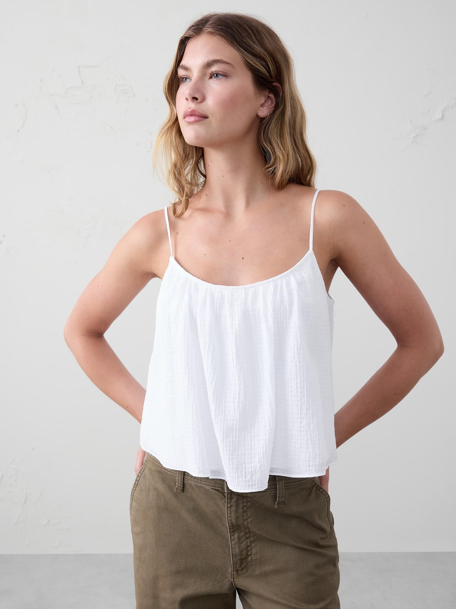 Seersucker Shirred-Neck Cami Product Image