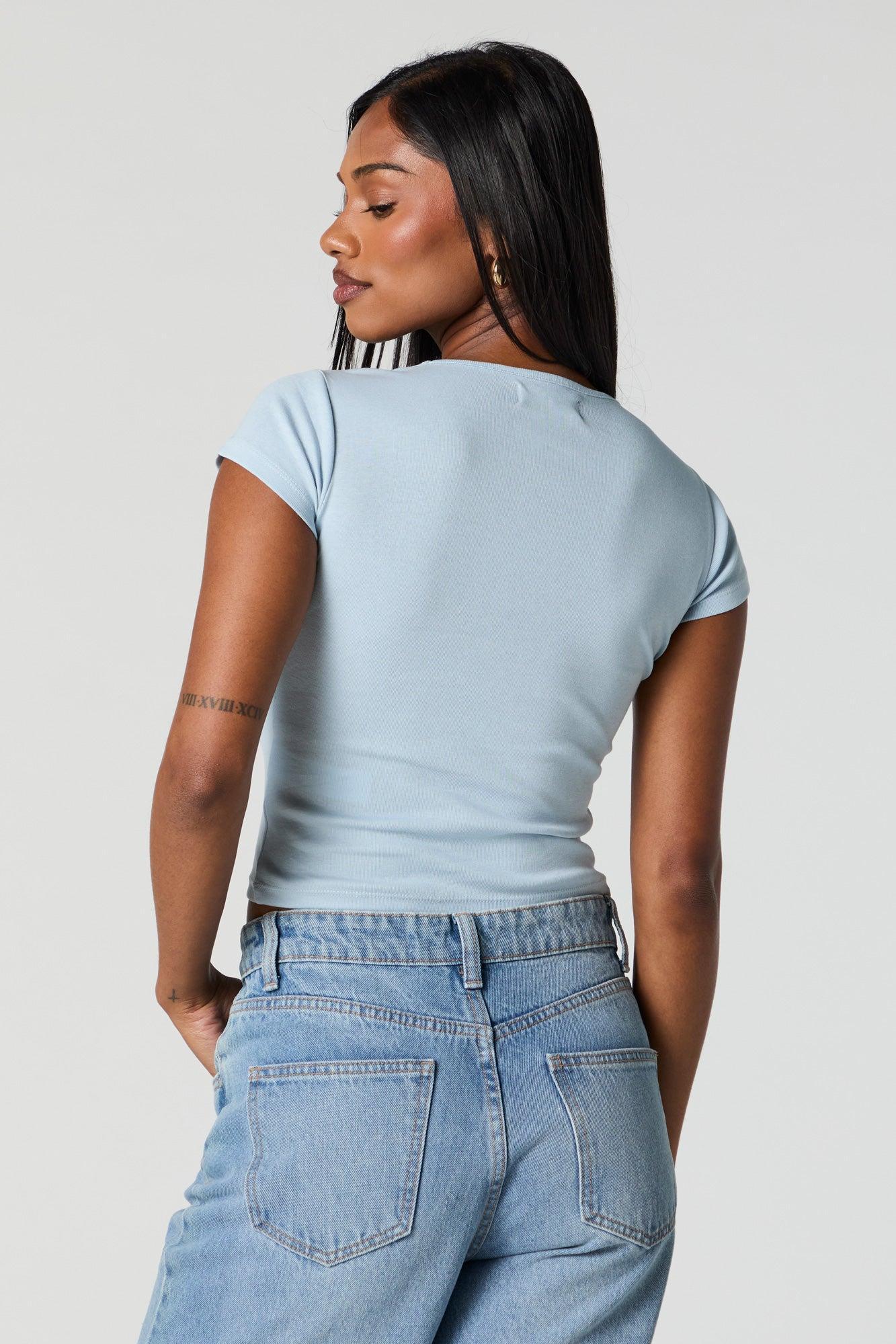 Ribbed Cinched Sweetheart T-Shirt Female Product Image