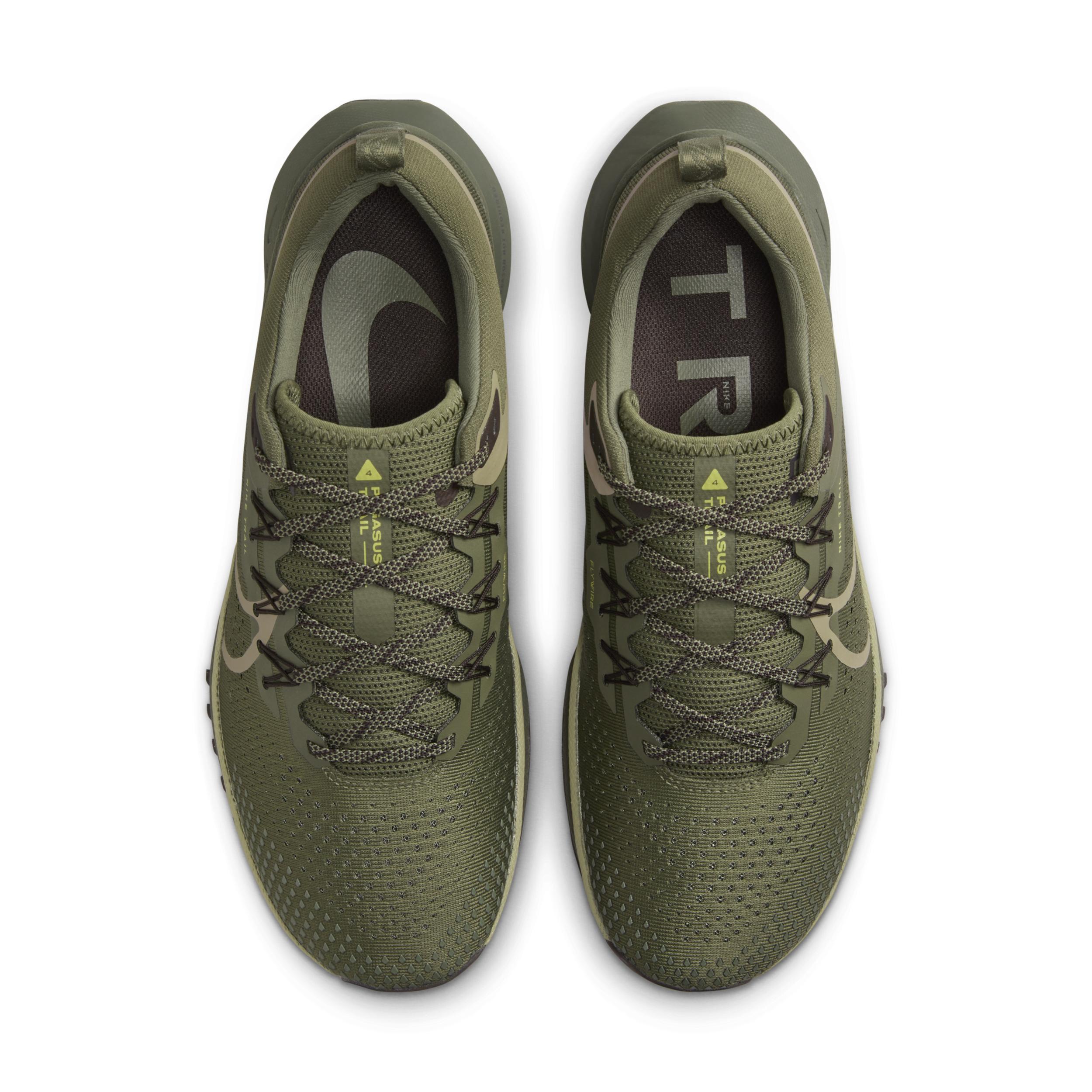 Nike Mens React Pegasus Trail 4 - Running Shoes Medium Olive/Natural Olive/Velvet Brown Product Image