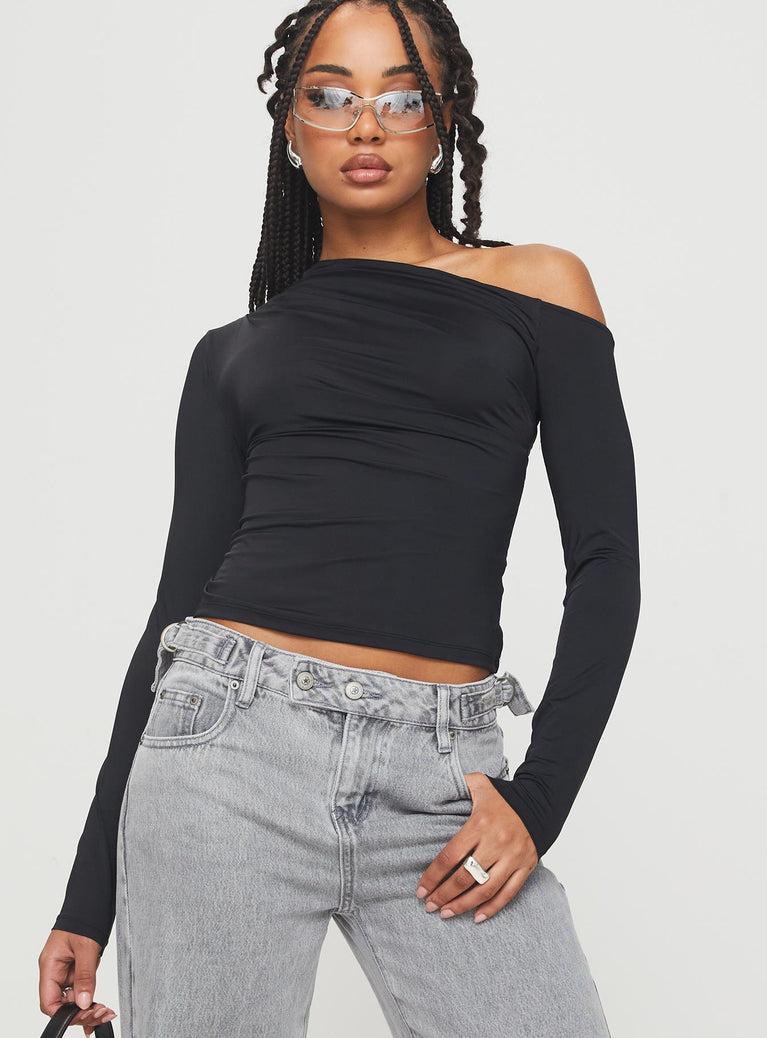 Lasharie Long Sleeve Top Black Product Image