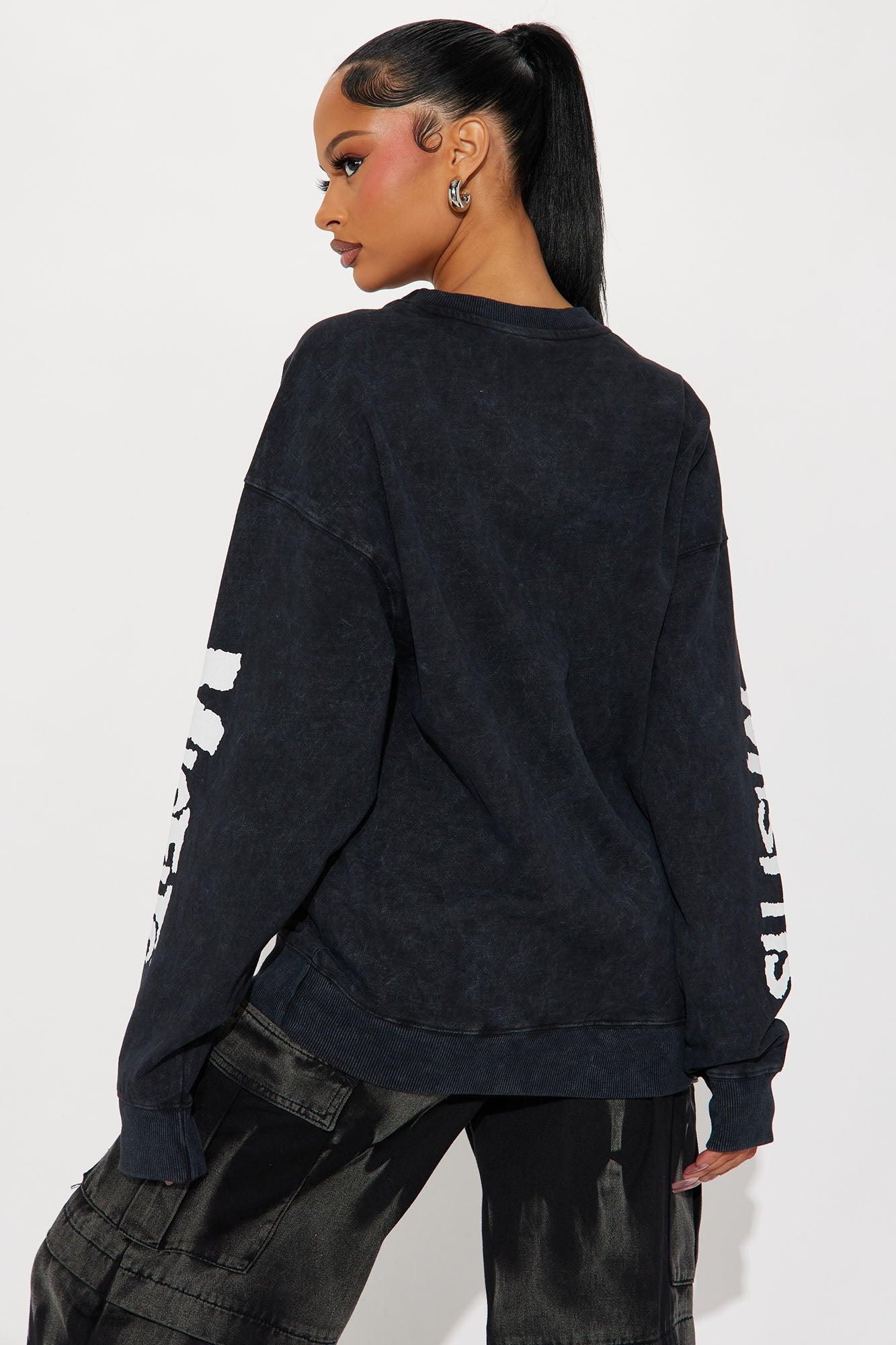 Misfits Rhinestone Crew Neck Sweatshirt - Black Wash Product Image