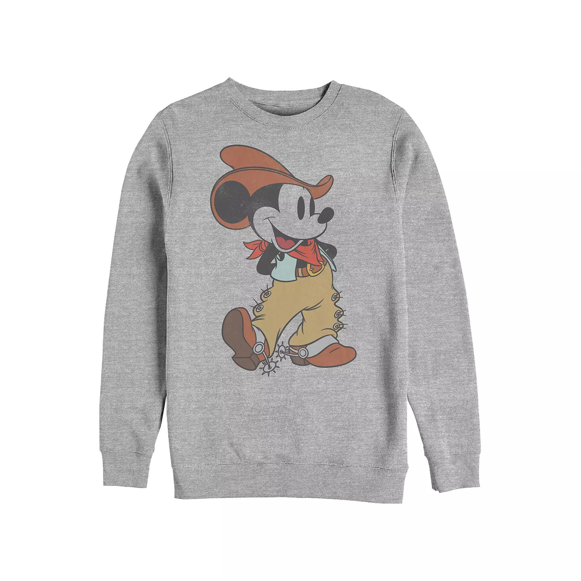 Men's Disney's Mickey Mouse Cowboy Pose Sweatshirt, Size: Medium, Athletic Grey Product Image