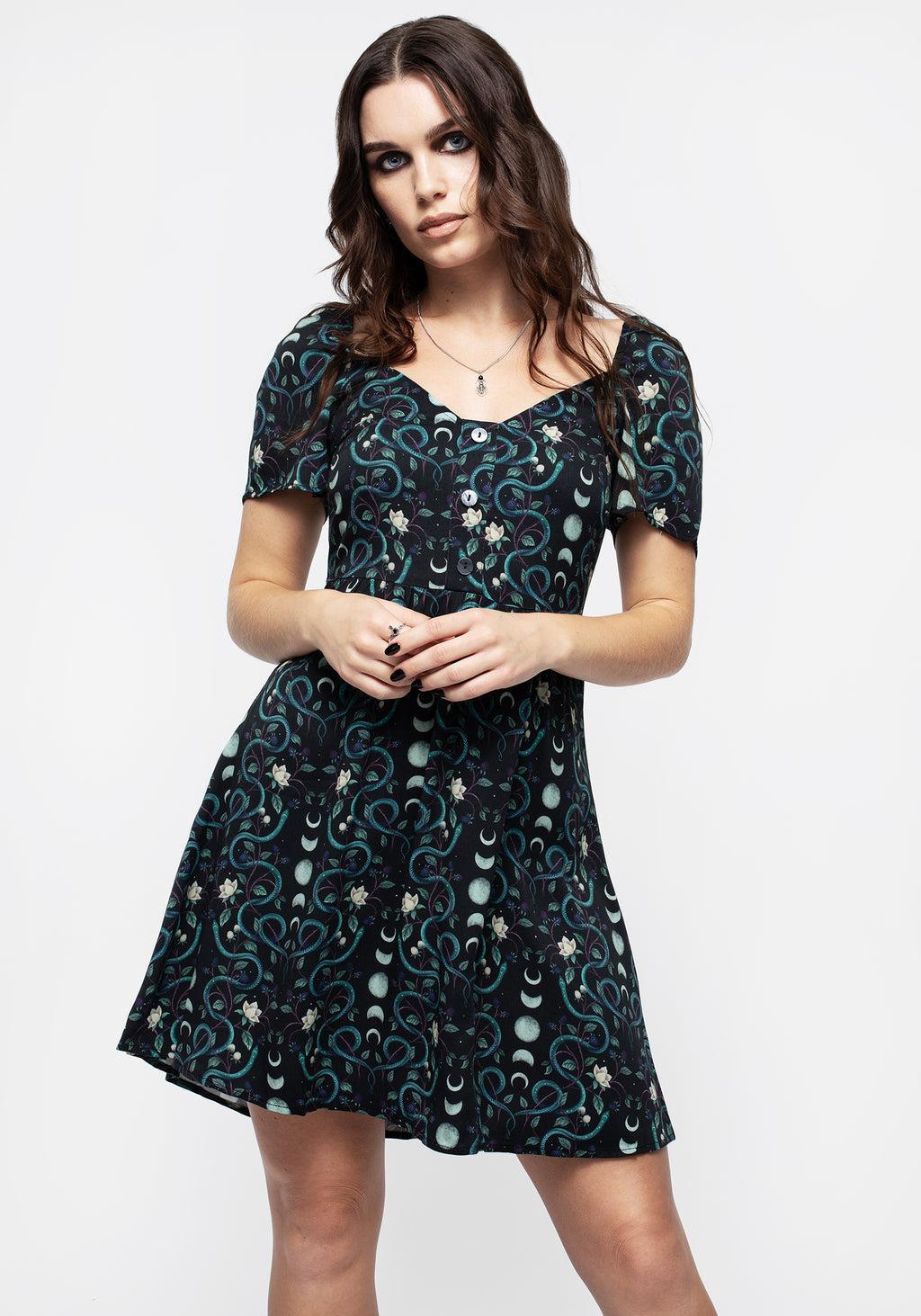 Pythia Print Button Front Mini Dress Product Image