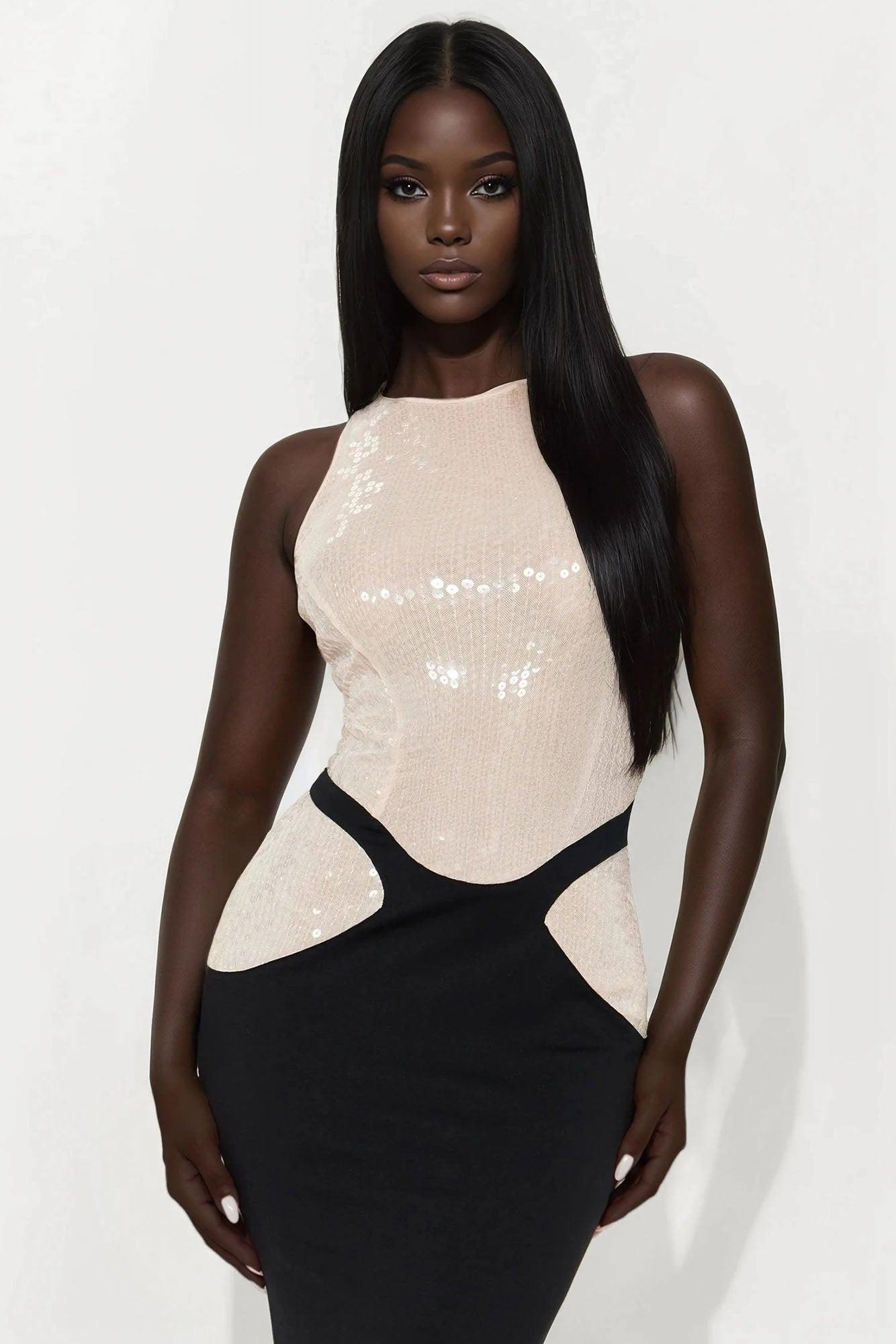Sparkling Blush Maxi Dress - Black/combo Female Product Image